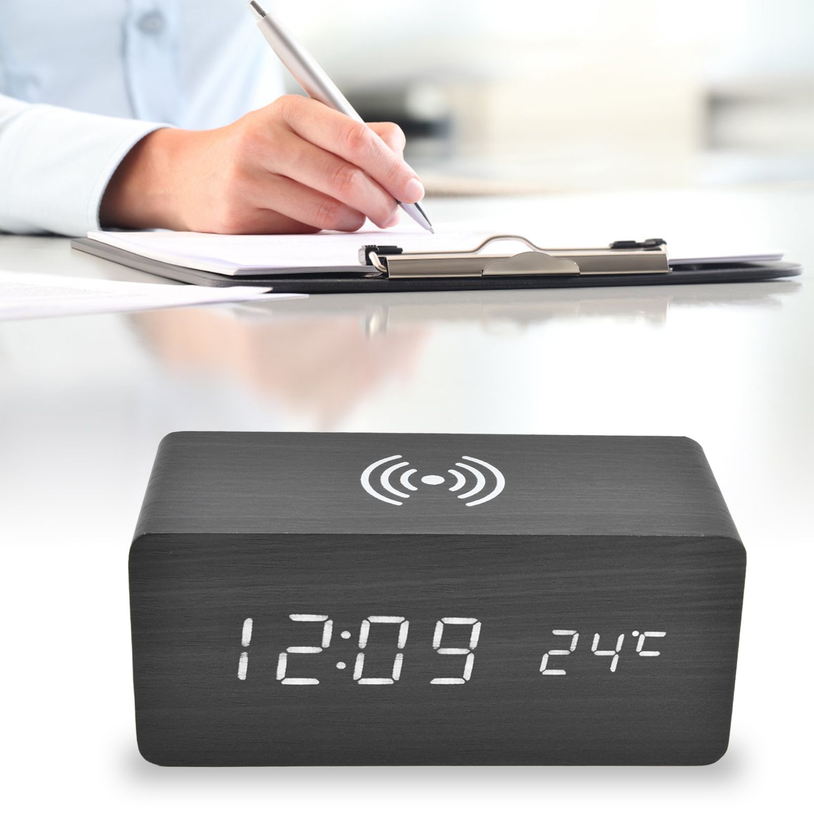 Digital Alarm Clock Wireless Charging Automatic Temperature Detection Safe view 12