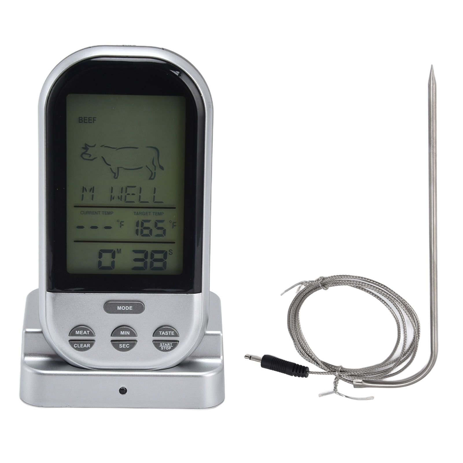 Wireless Thermometer Timer Overtime Alarm Function Practical Temperature Meter