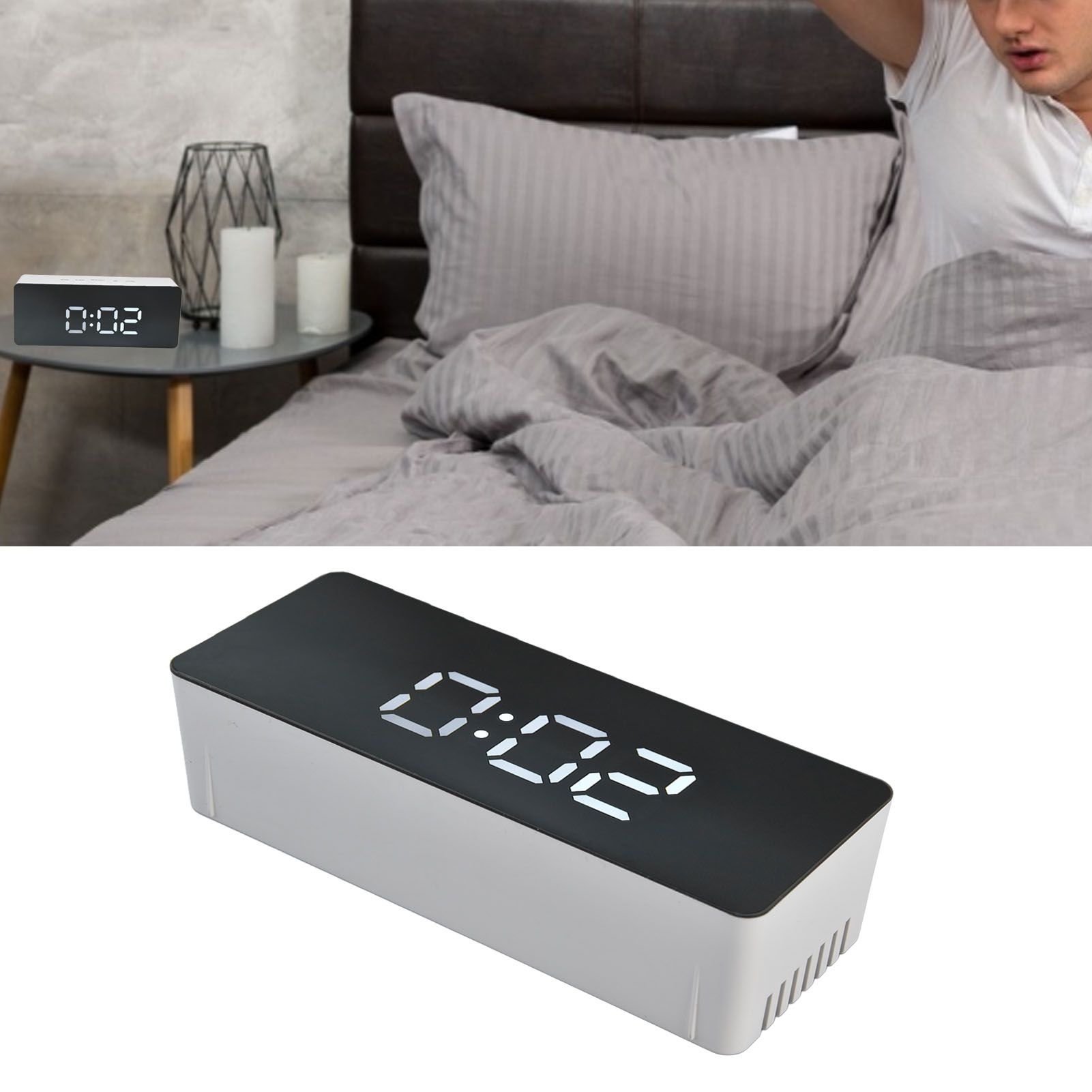 LED Clock Multifunctional USB Powered 3 Lighting Modes Snooze Time Celsius view 12