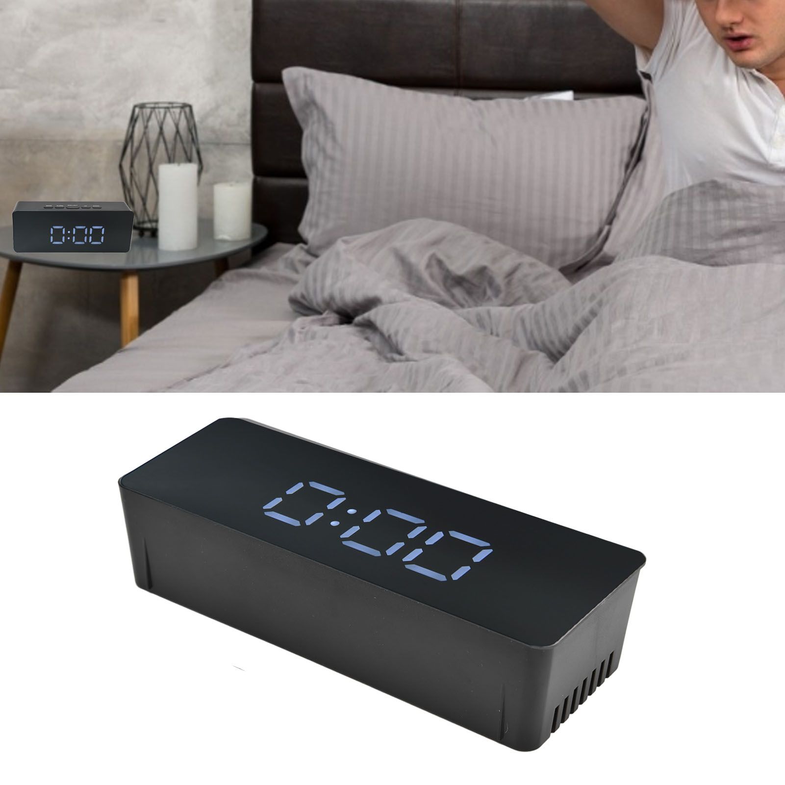 LED Clock Multifunctional USB Powered 3 Lighting Modes Snooze Time Celsius view 12