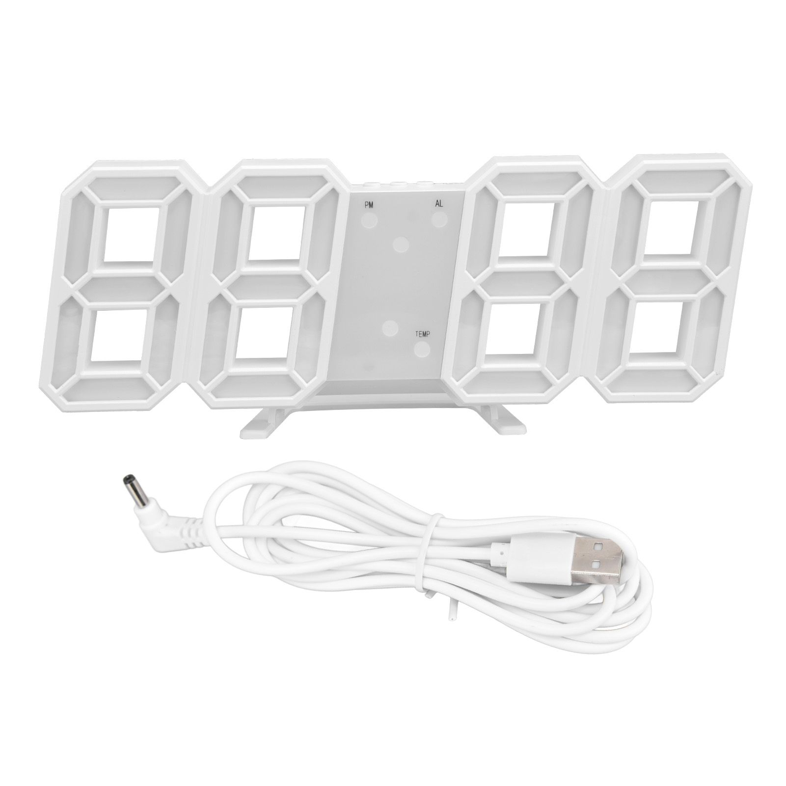 Digital Wall Clock Modern Design Temperature Display Alarm Function Sound view 2