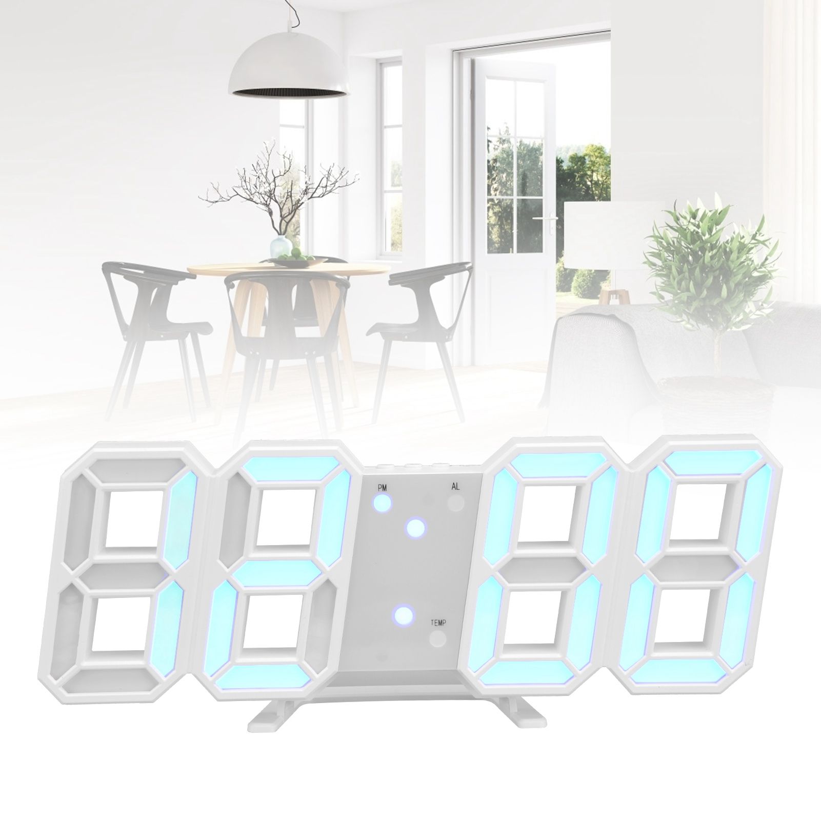 Digital Wall Clock Modern Design Temperature Display Alarm Function Sound view 11