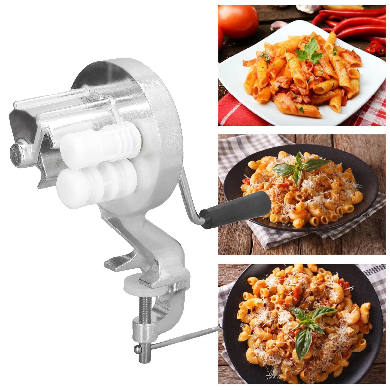 Manual Macaroni Maker Aluminium Alloy Silver Portable Hand Cranking Noodles view 11