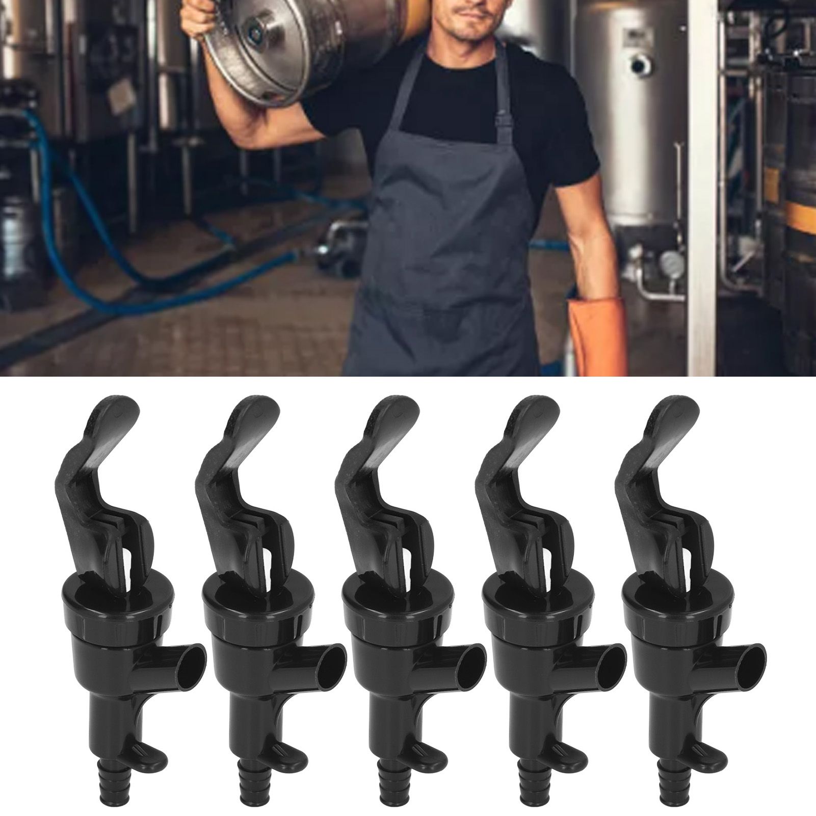 5Pcs Beer Tap Brewing Barrel Faucet ABS 20PSI 1/4in Bard Connector 3/16in view 11