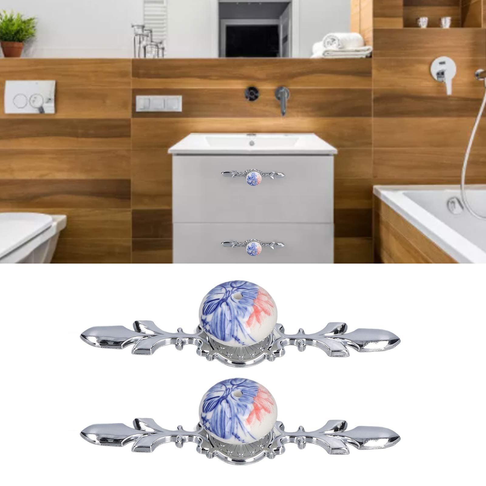 2pcs/set Ceramic Cabinet Handle Modern Simple Style Hand Painted Ceramic view 11