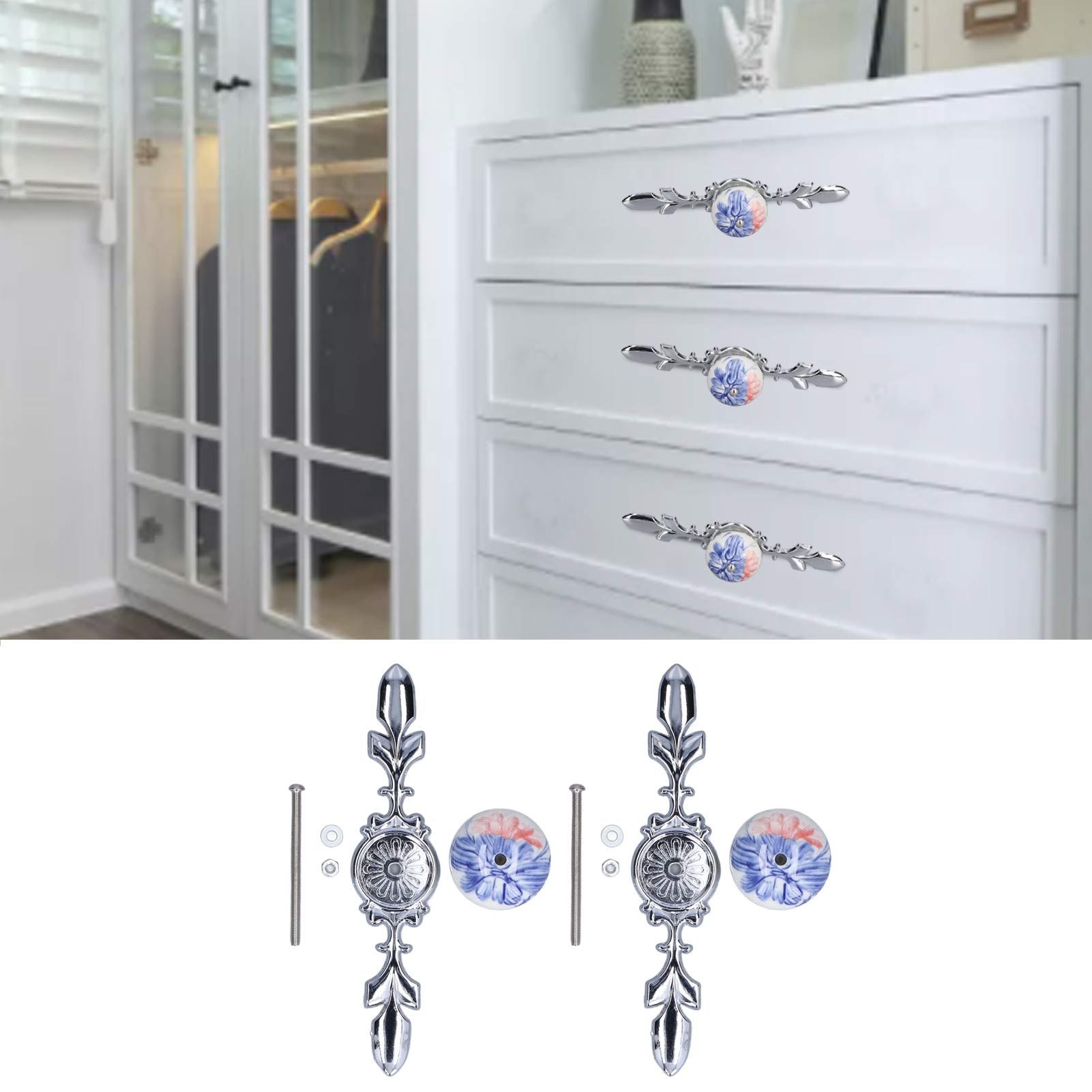 2pcs/set Ceramic Cabinet Handle Modern Simple Style Hand Painted Ceramic view 12