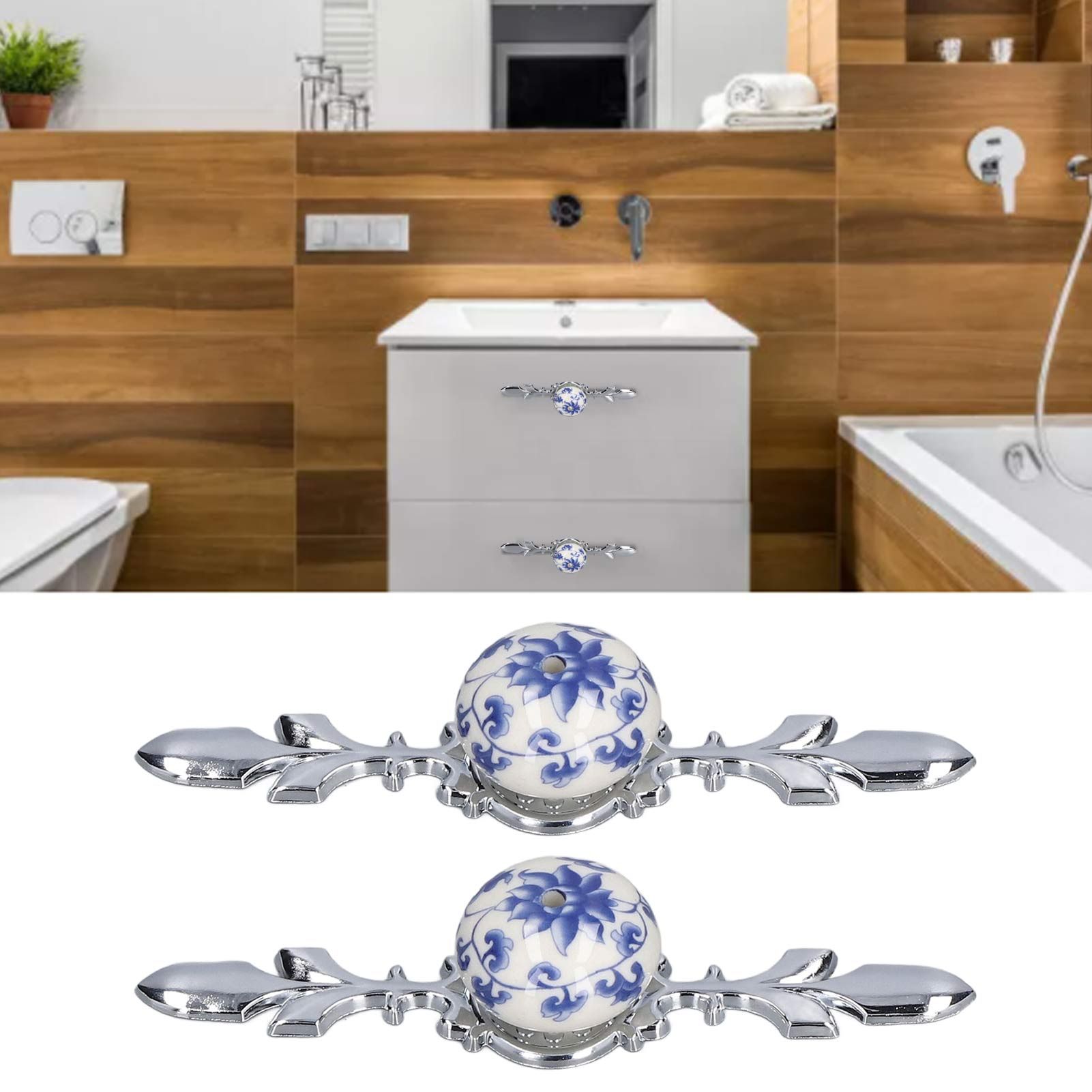 2pcs/set Ceramic Cabinet Handle Modern Simple Style Hand Painted Ceramic view 11