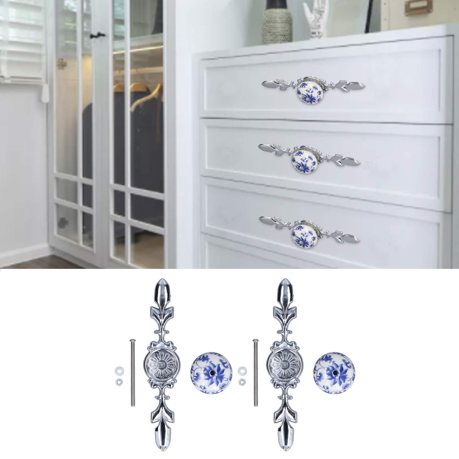 2pcs/set Ceramic Cabinet Handle Modern Simple Style Hand Painted Ceramic view 12