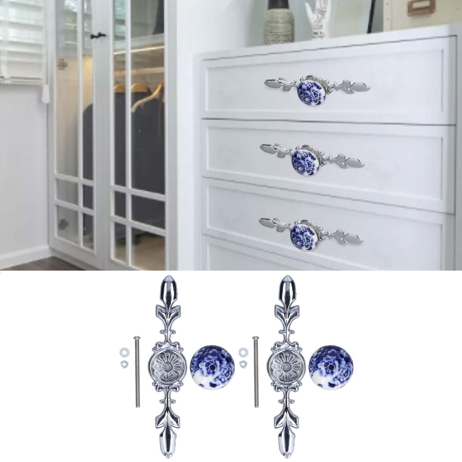 2pcs/set Ceramic Cabinet Handle Modern Simple Style Hand Painted Ceramic view 11