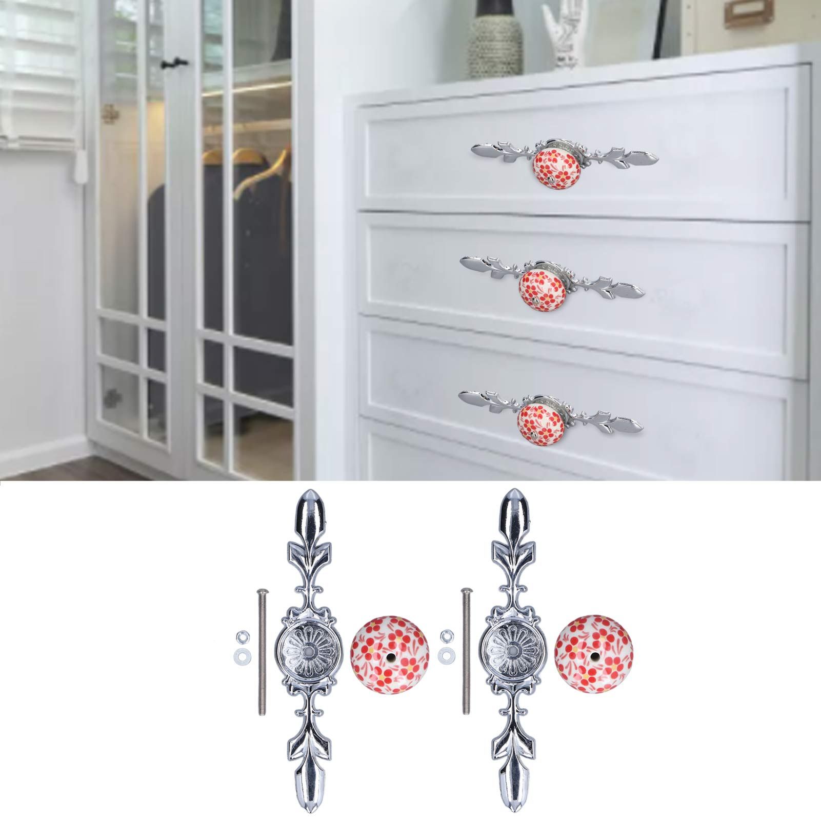 2pcs/set Ceramic Cabinet Handle Modern Simple Style Hand Painted Ceramic view 12