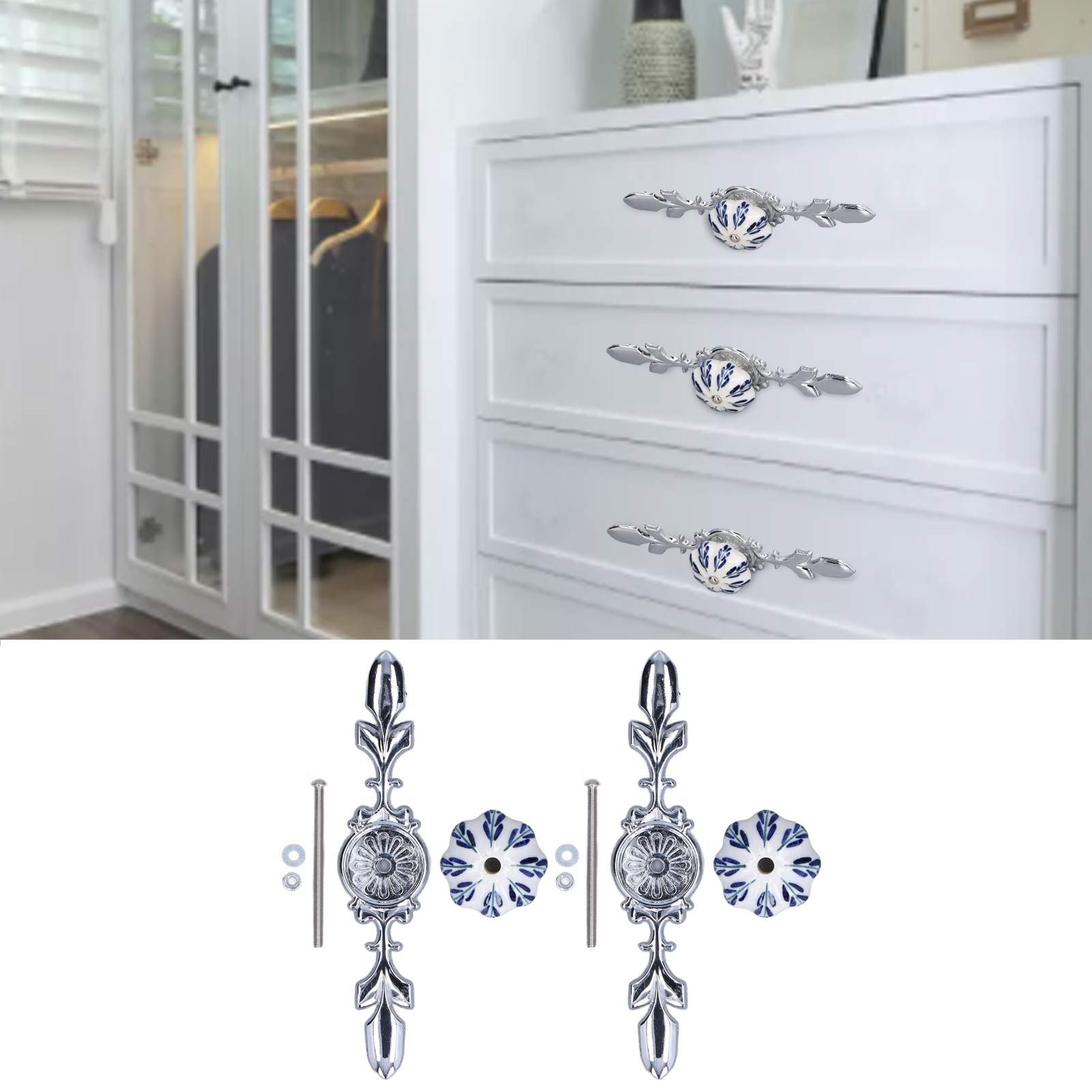 2pcs/set Ceramic Cabinet Handle Modern Simple Style Hand Painted Ceramic view 11