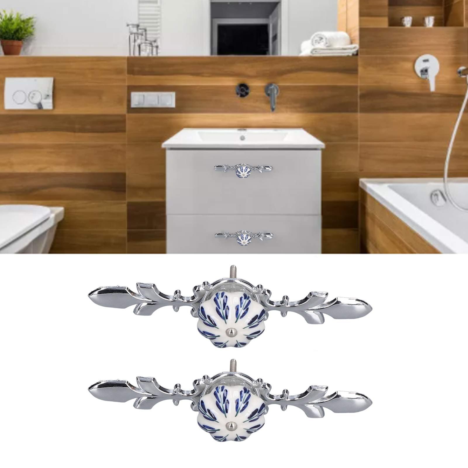 2pcs/set Ceramic Cabinet Handle Modern Simple Style Hand Painted Ceramic view 12