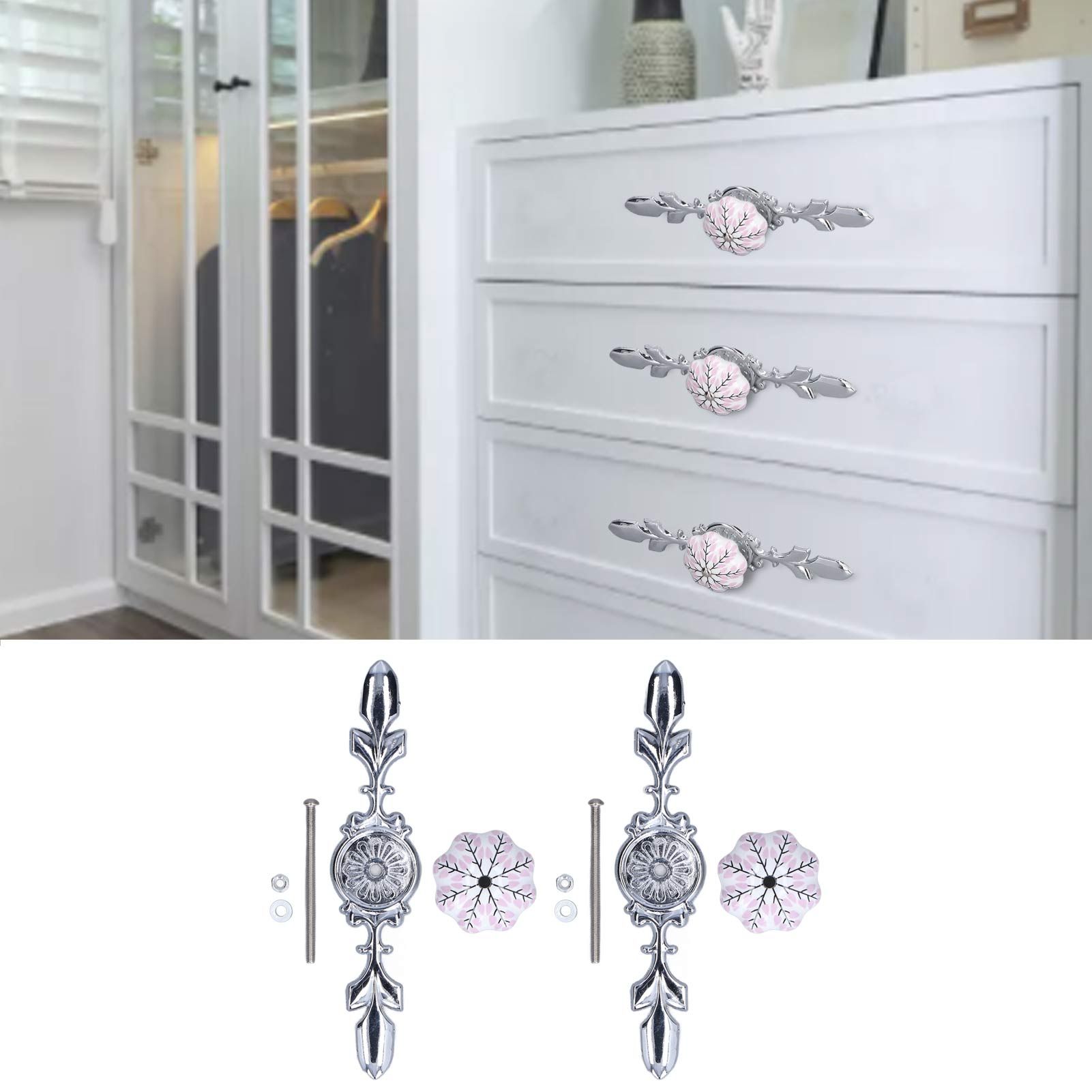 2pcs/set Ceramic Cabinet Handle Modern Simple Style Hand Painted Ceramic view 12