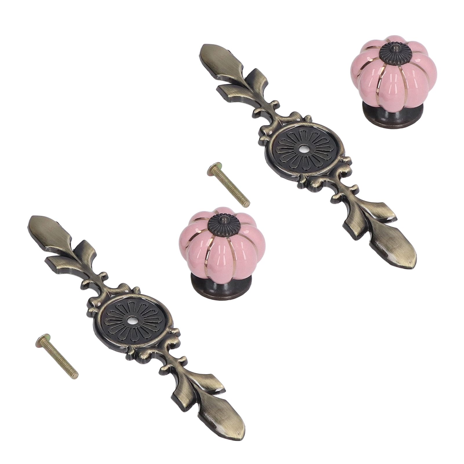 2pcs/set Hand Painted Pumpkin Drawer Knobs Chinese Pastoral Style Ceramic view 3