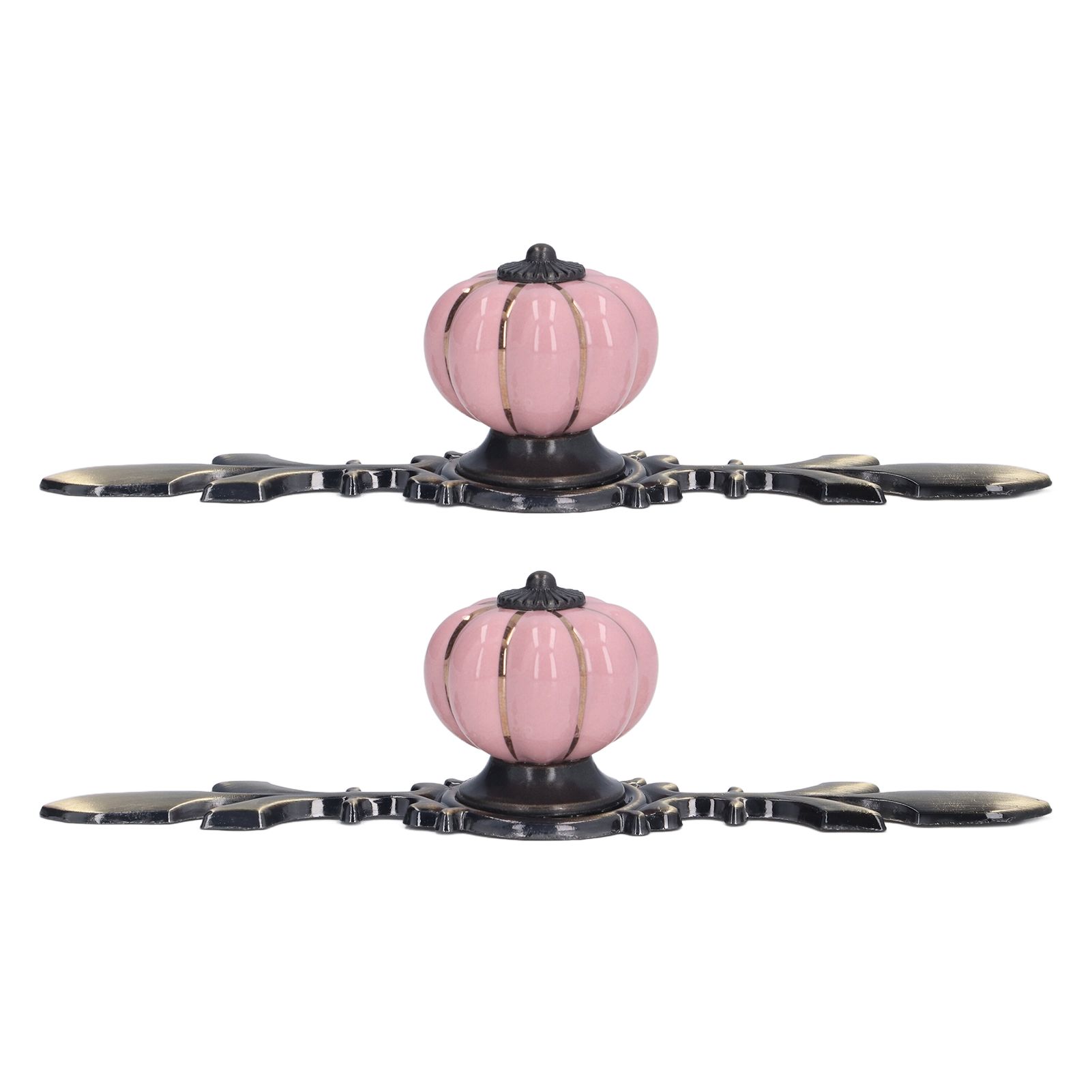 2pcs/set Hand Painted Pumpkin Drawer Knobs Chinese Pastoral Style Ceramic view 4
