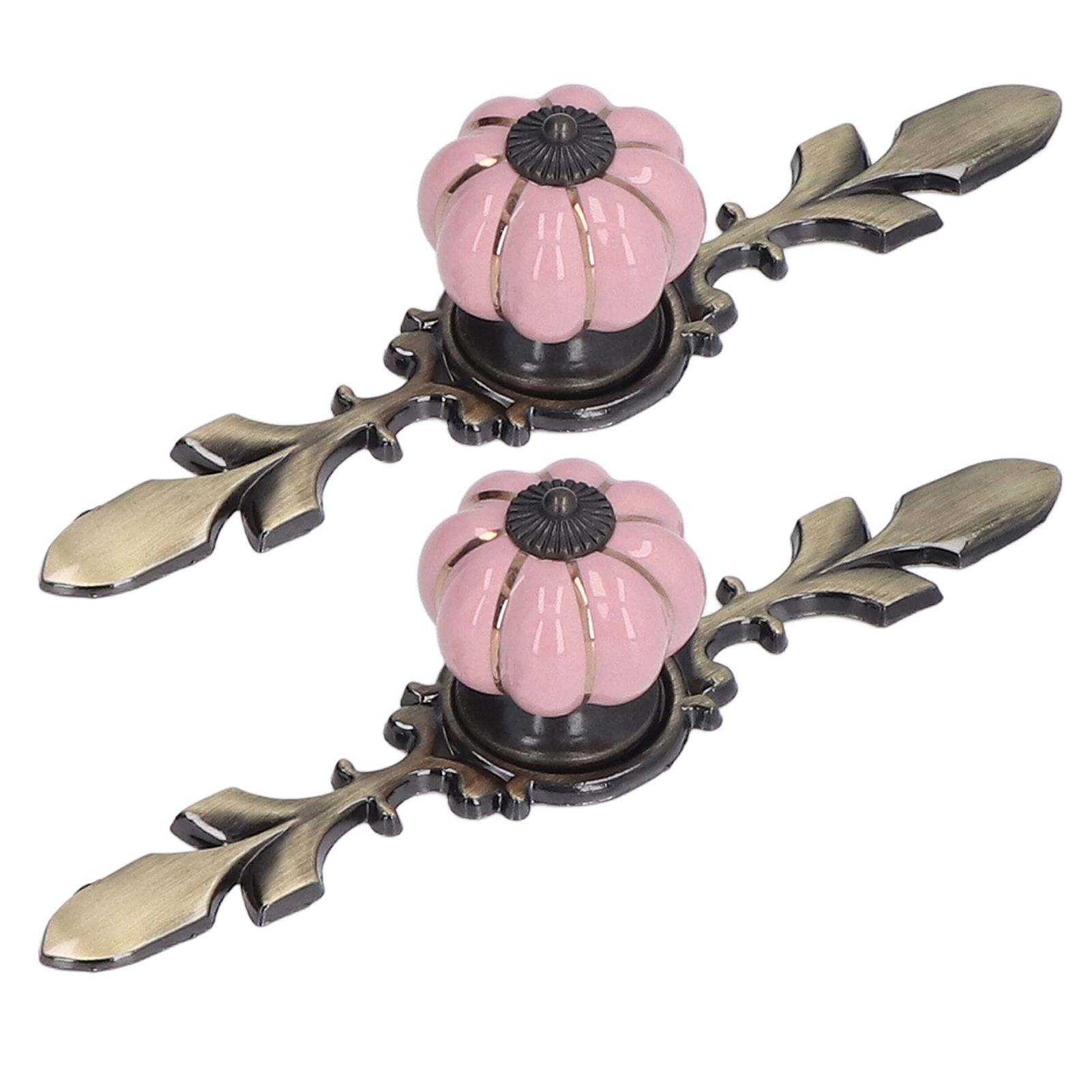 2pcs/set Hand Painted Pumpkin Drawer Knobs Chinese Pastoral Style Ceramic view 5