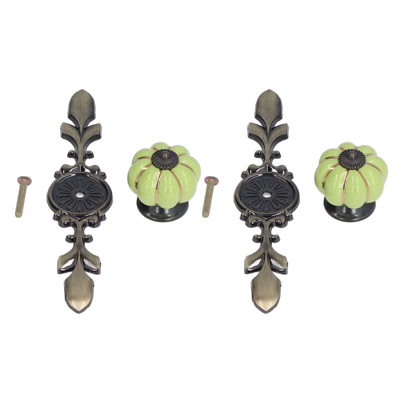 2pcs/set Hand Painted Pumpkin Drawer Knobs Chinese Pastoral Style Ceramic view 2