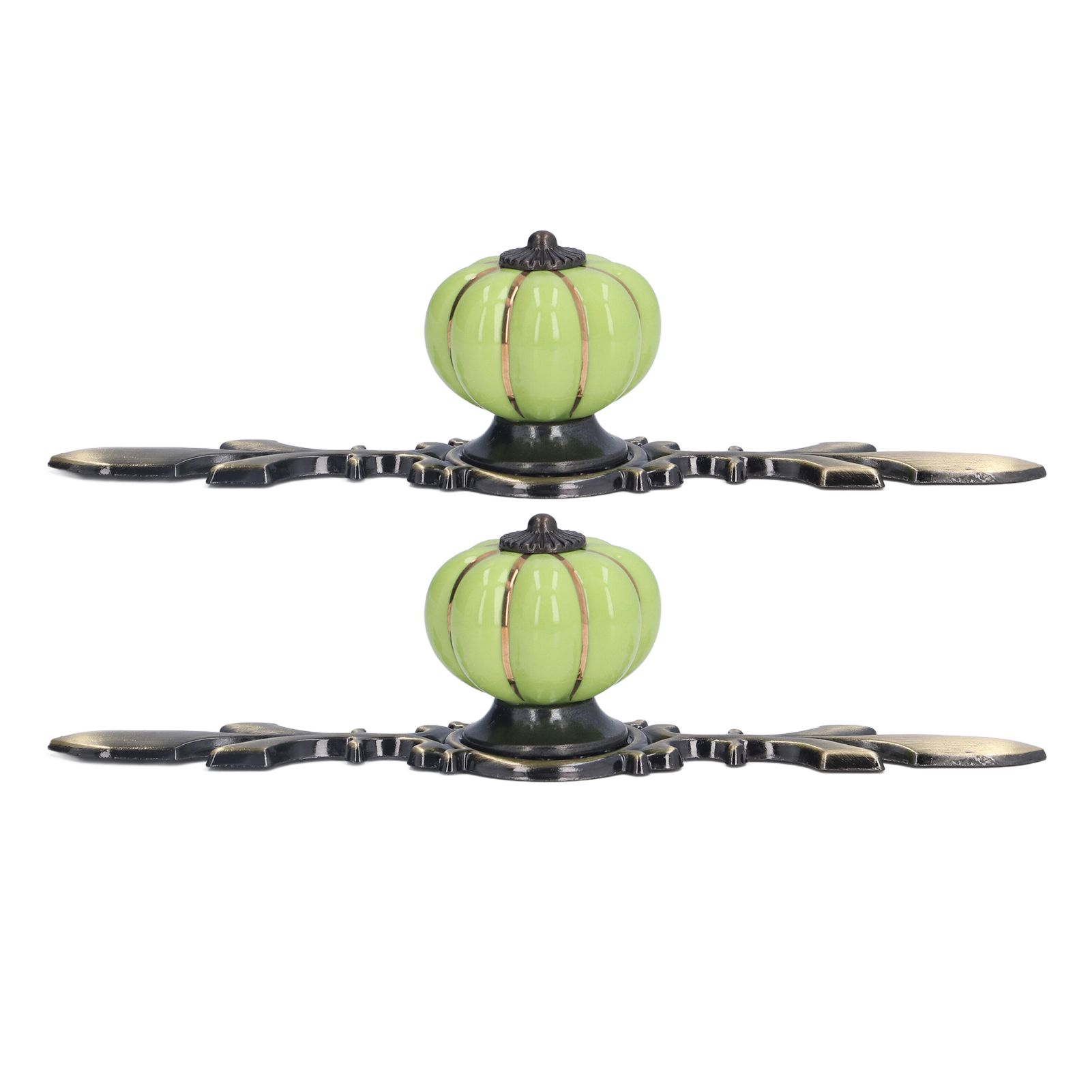 2pcs/set Hand Painted Pumpkin Drawer Knobs Chinese Pastoral Style Ceramic view 4