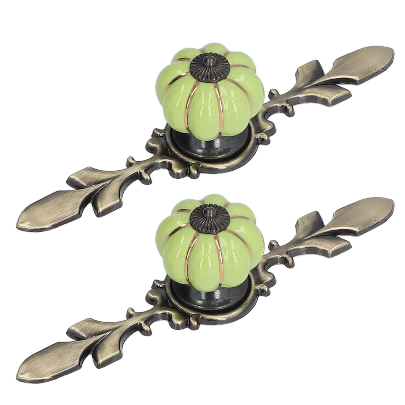2pcs/set Hand Painted Pumpkin Drawer Knobs Chinese Pastoral Style Ceramic view 5