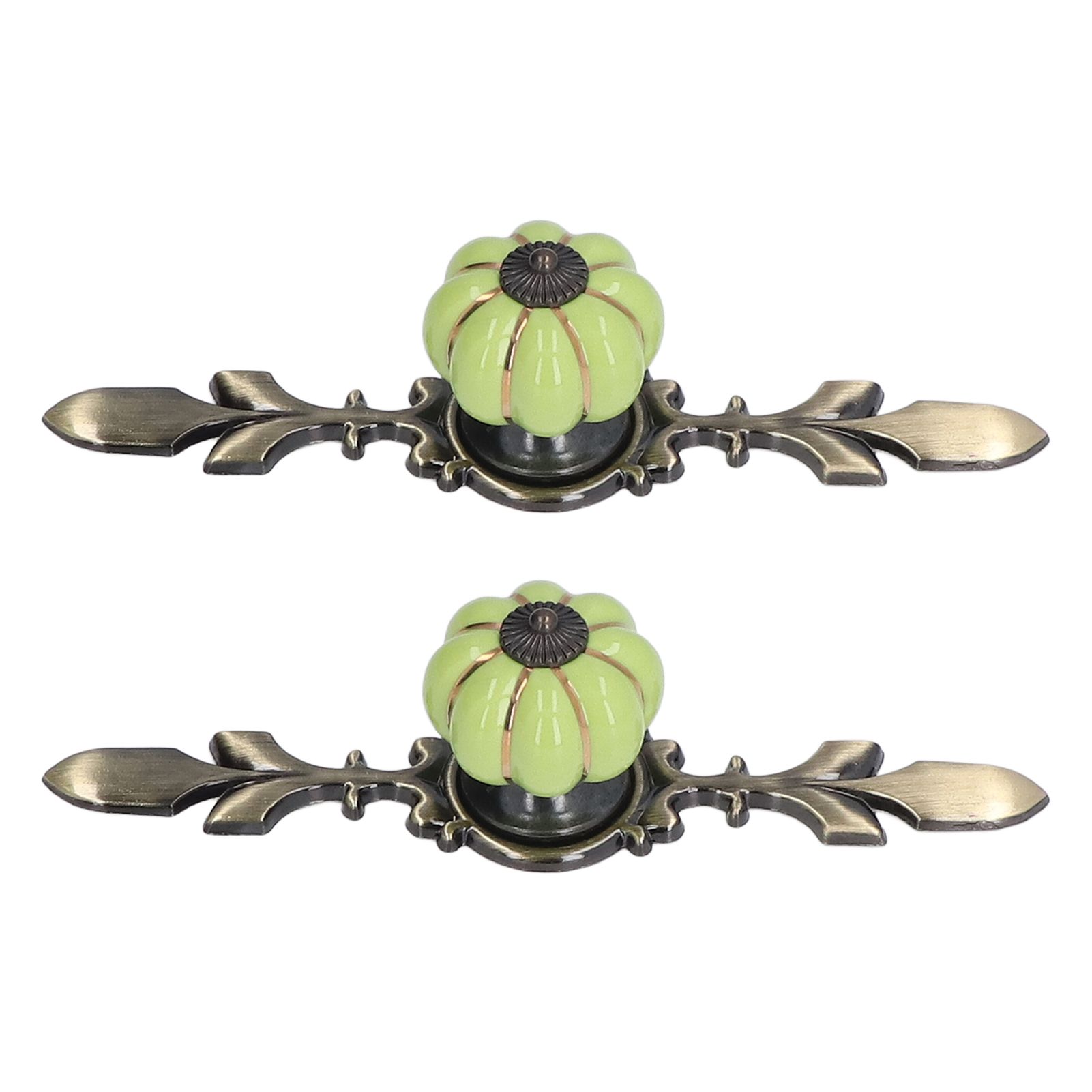 2pcs/set Hand Painted Pumpkin Drawer Knobs Chinese Pastoral Style Ceramic view 6