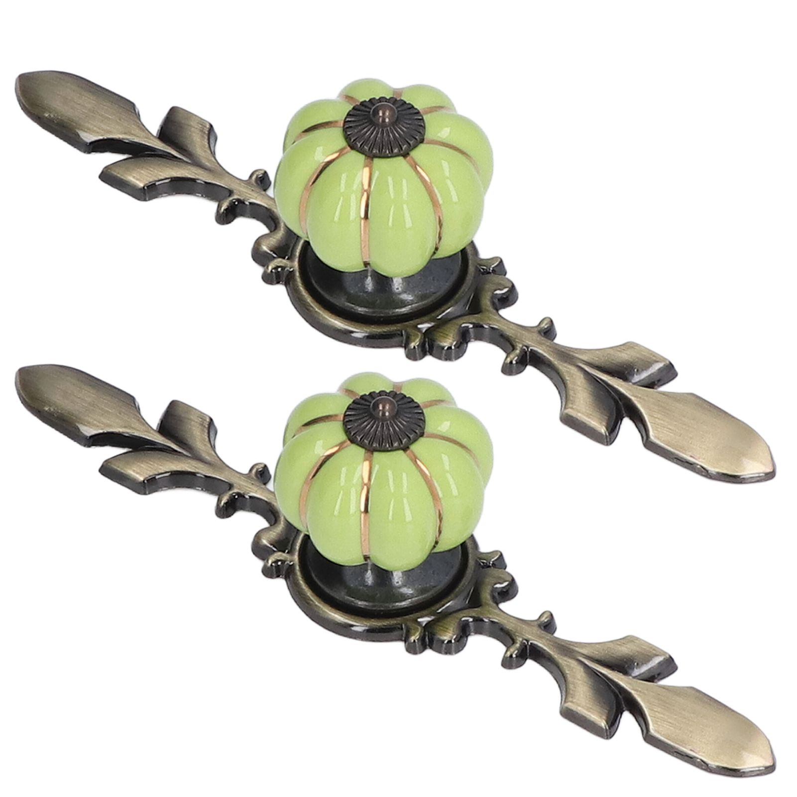 2pcs/set Hand Painted Pumpkin Drawer Knobs Chinese Pastoral Style Ceramic view 9