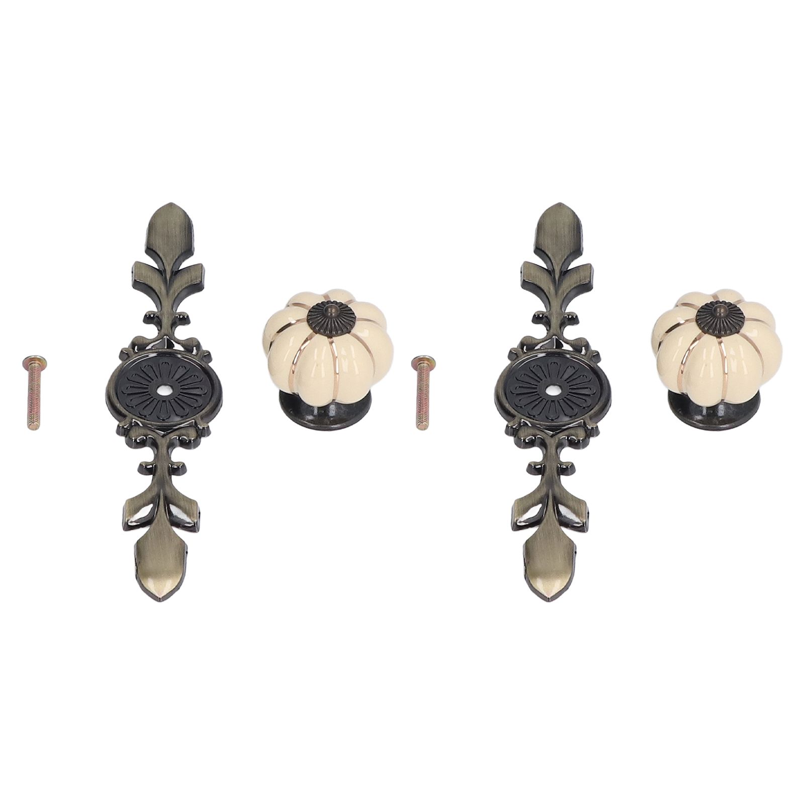2pcs/set Hand Painted Pumpkin Drawer Knobs Chinese Pastoral Style Ceramic view 2