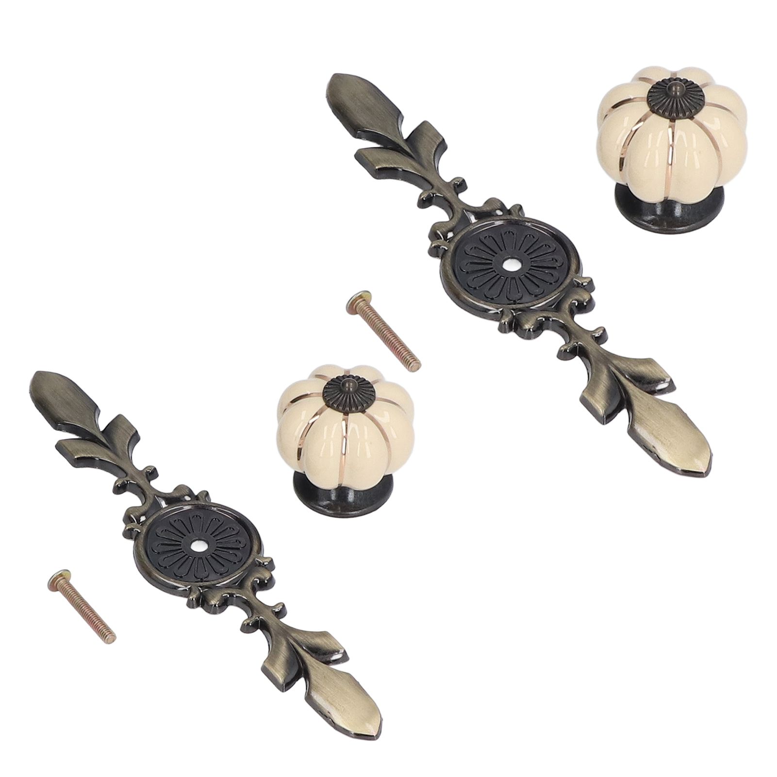 2pcs/set Hand Painted Pumpkin Drawer Knobs Chinese Pastoral Style Ceramic view 3