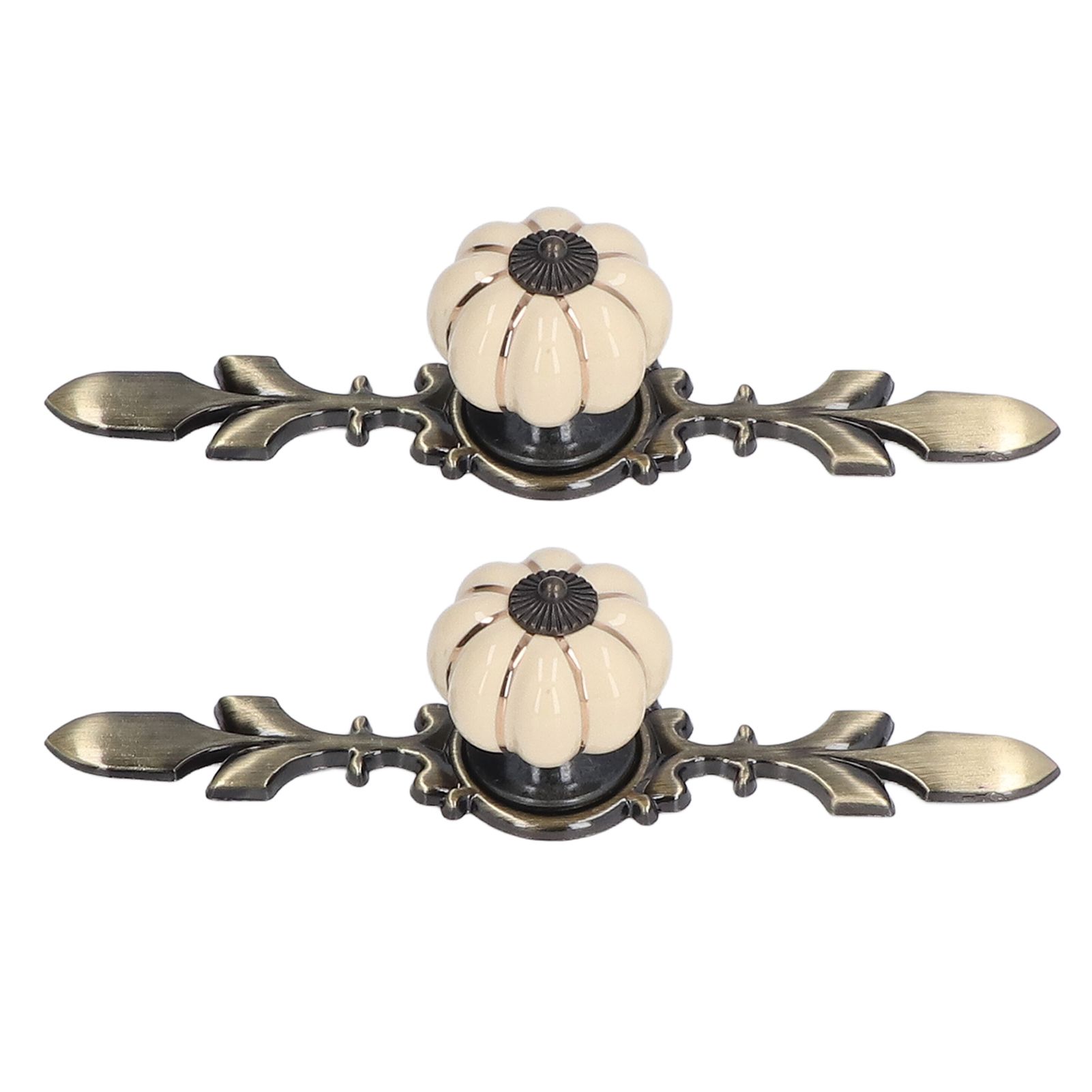 2pcs/set Hand Painted Pumpkin Drawer Knobs Chinese Pastoral Style Ceramic view 4