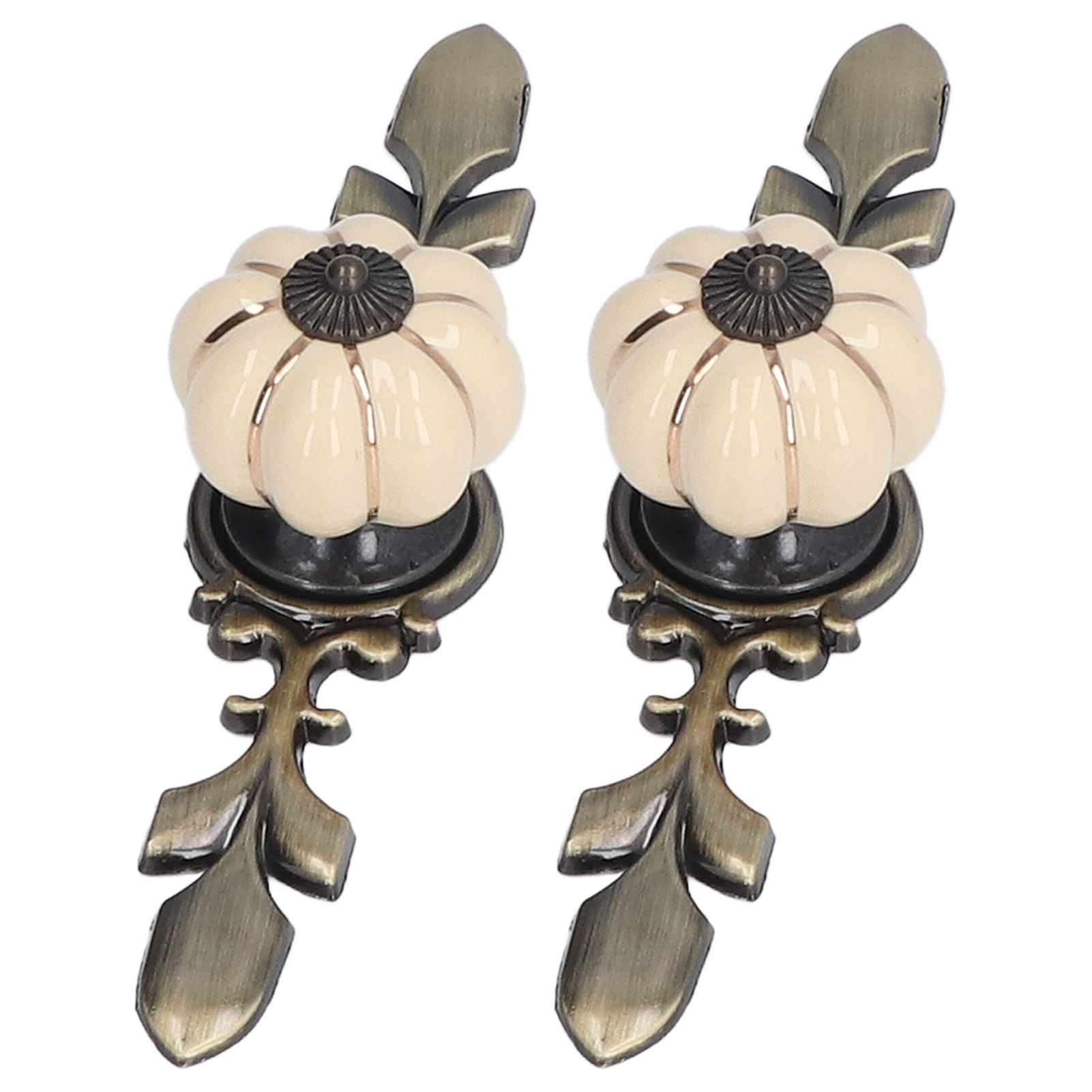 2pcs/set Hand Painted Pumpkin Drawer Knobs Chinese Pastoral Style Ceramic view 5
