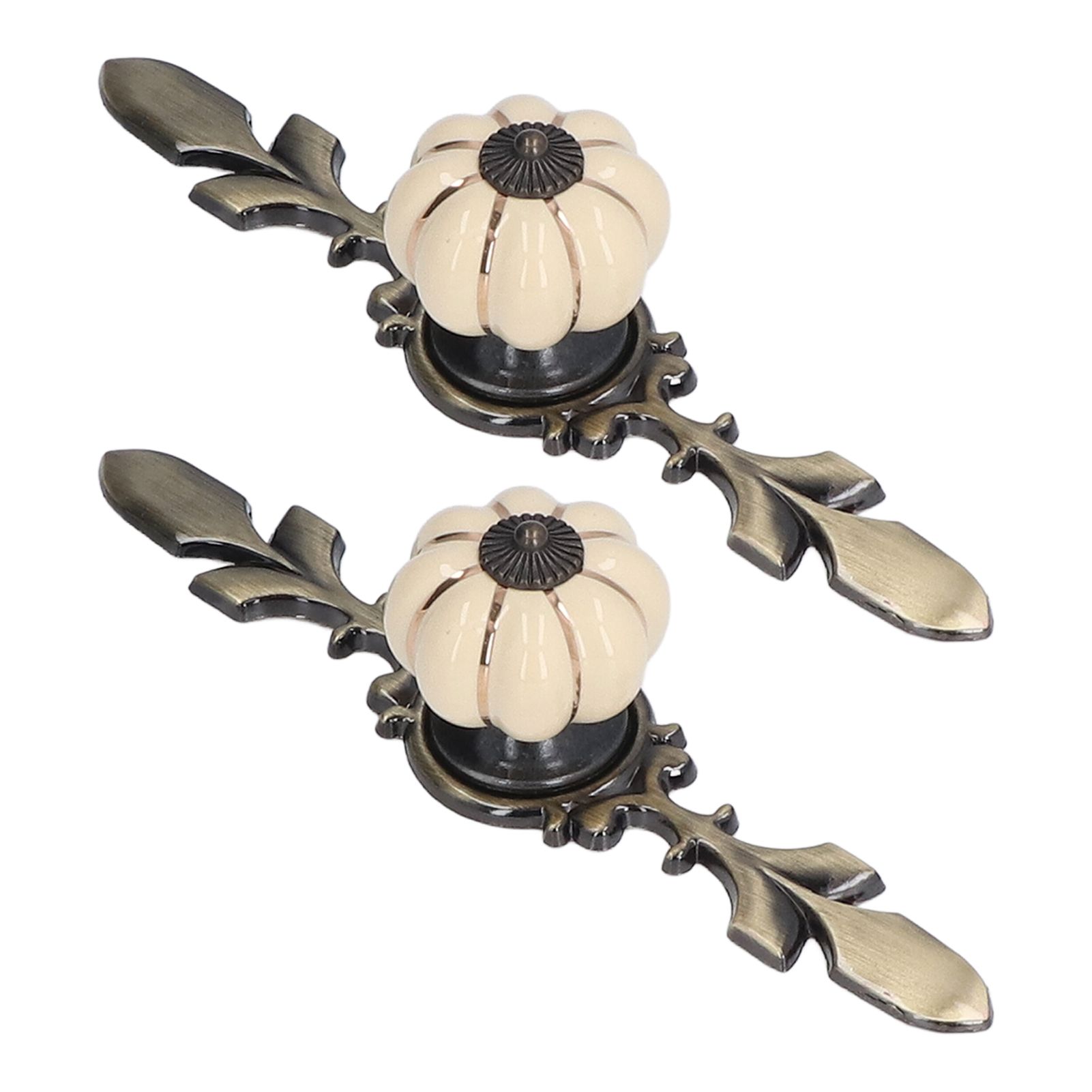 2pcs/set Hand Painted Pumpkin Drawer Knobs Chinese Pastoral Style Ceramic view 7