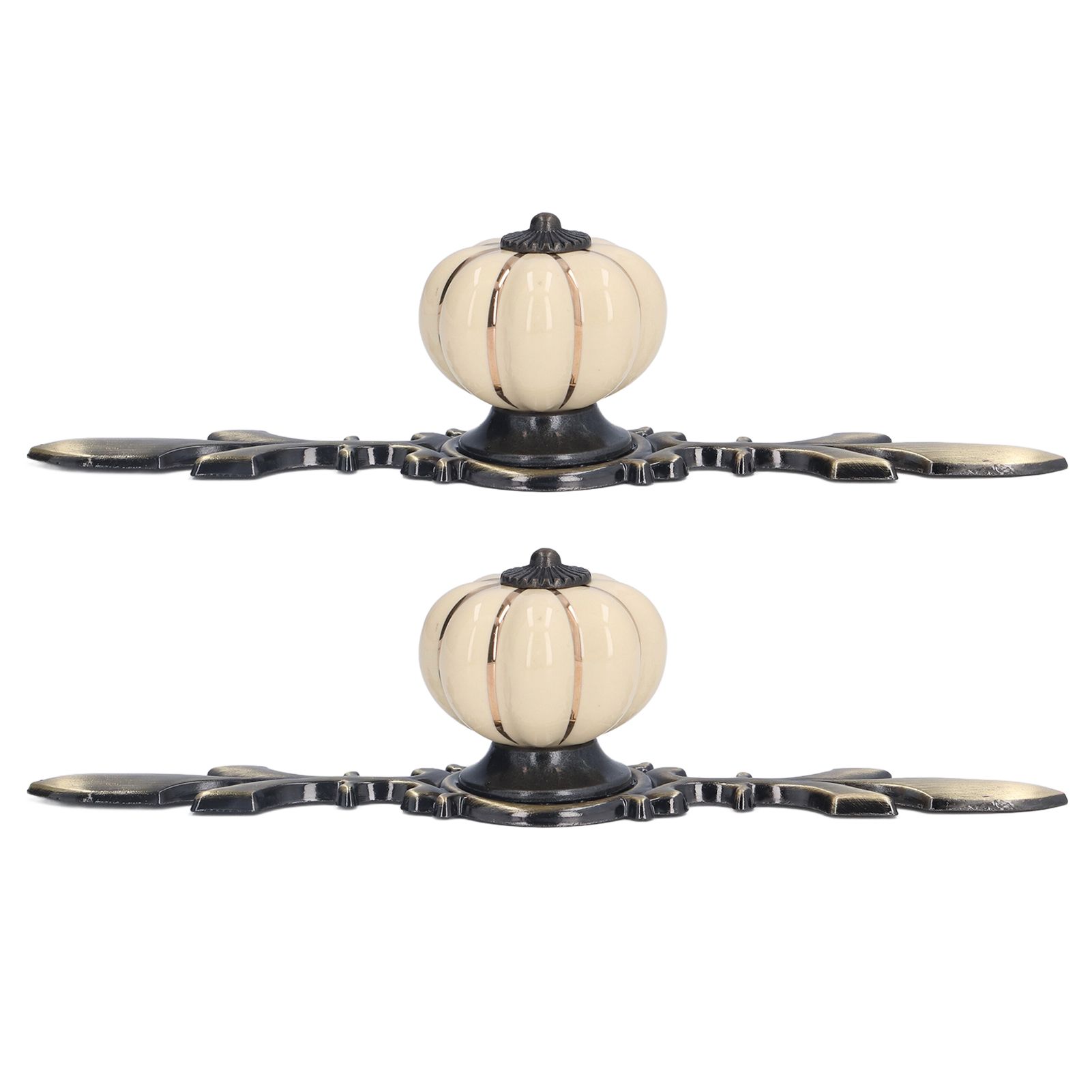 2pcs/set Hand Painted Pumpkin Drawer Knobs Chinese Pastoral Style Ceramic view 8