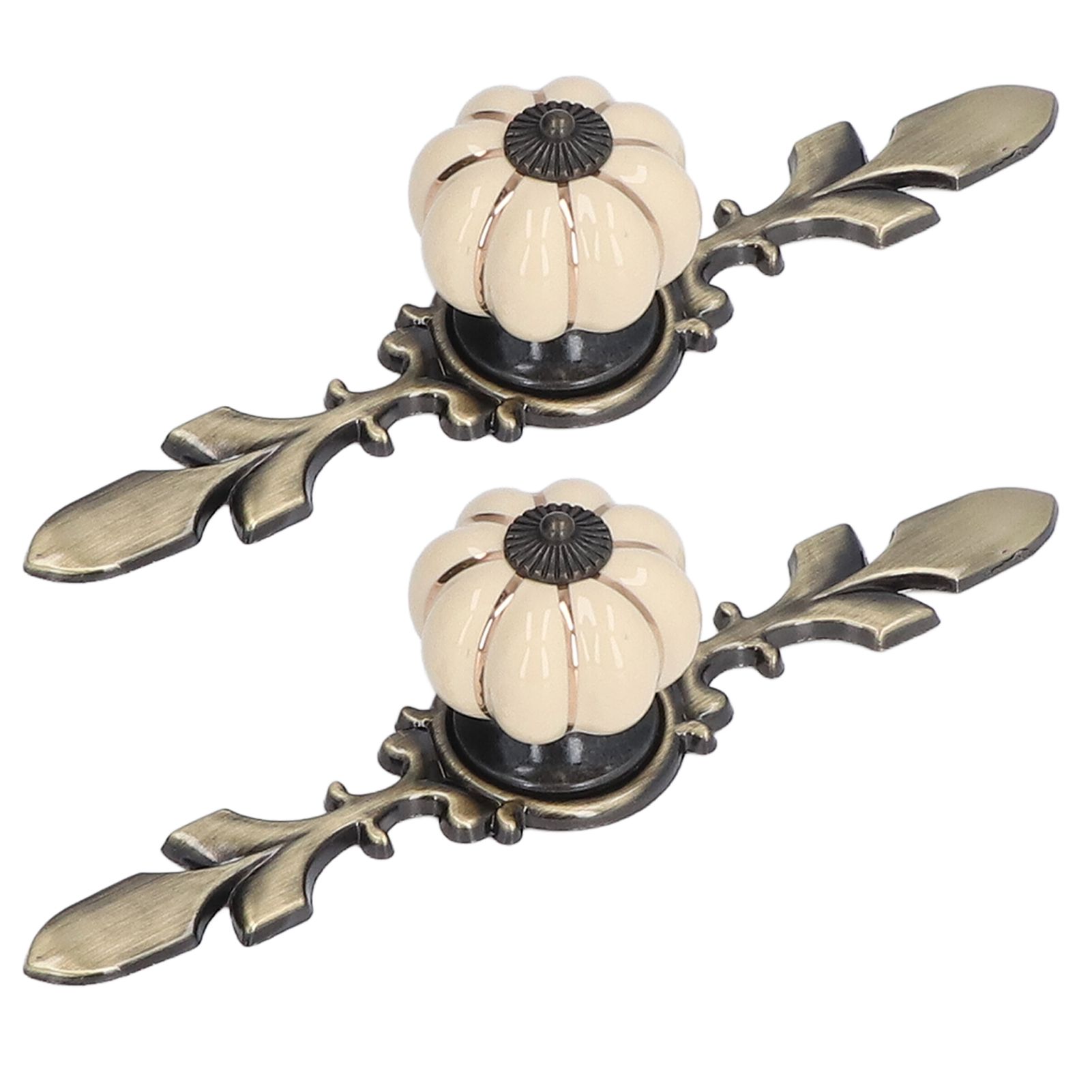 2pcs/set Hand Painted Pumpkin Drawer Knobs Chinese Pastoral Style Ceramic view 9