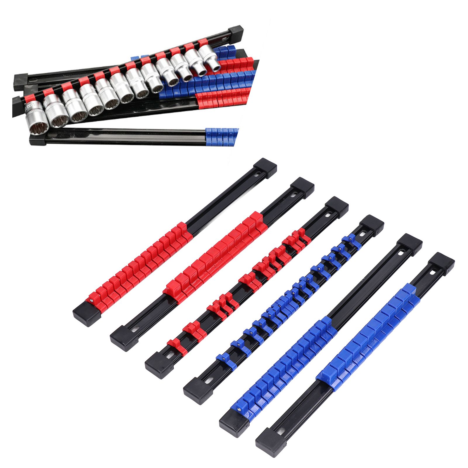 6pcs Socket Organizer Tray Multipurpose ABS 1/4in 3/8in 1/2in Auto Repairing Tools view 12