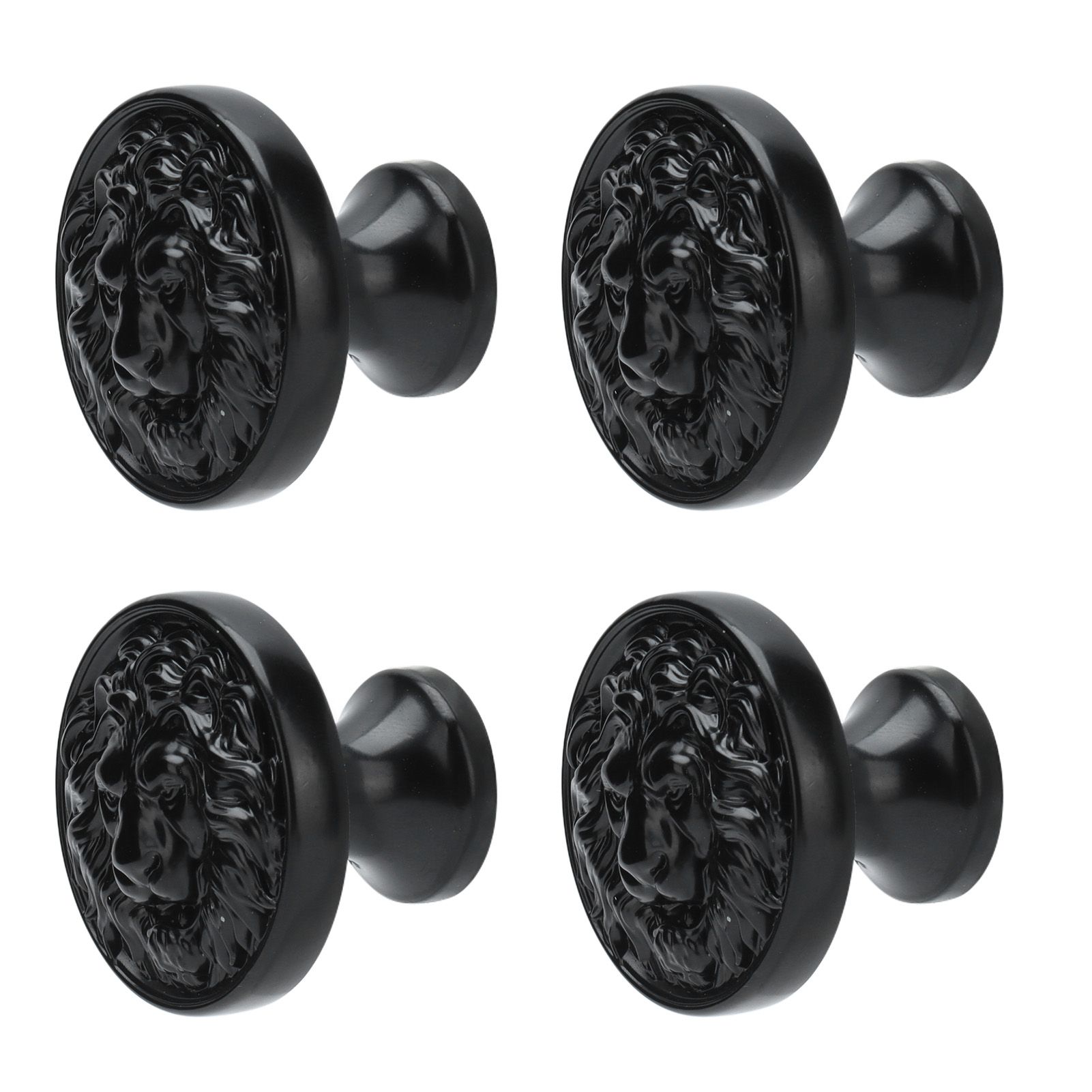 4Set Lion Head Zinc Alloy Cabinet Door Handle Modern Antique Cartoon Solid view 2