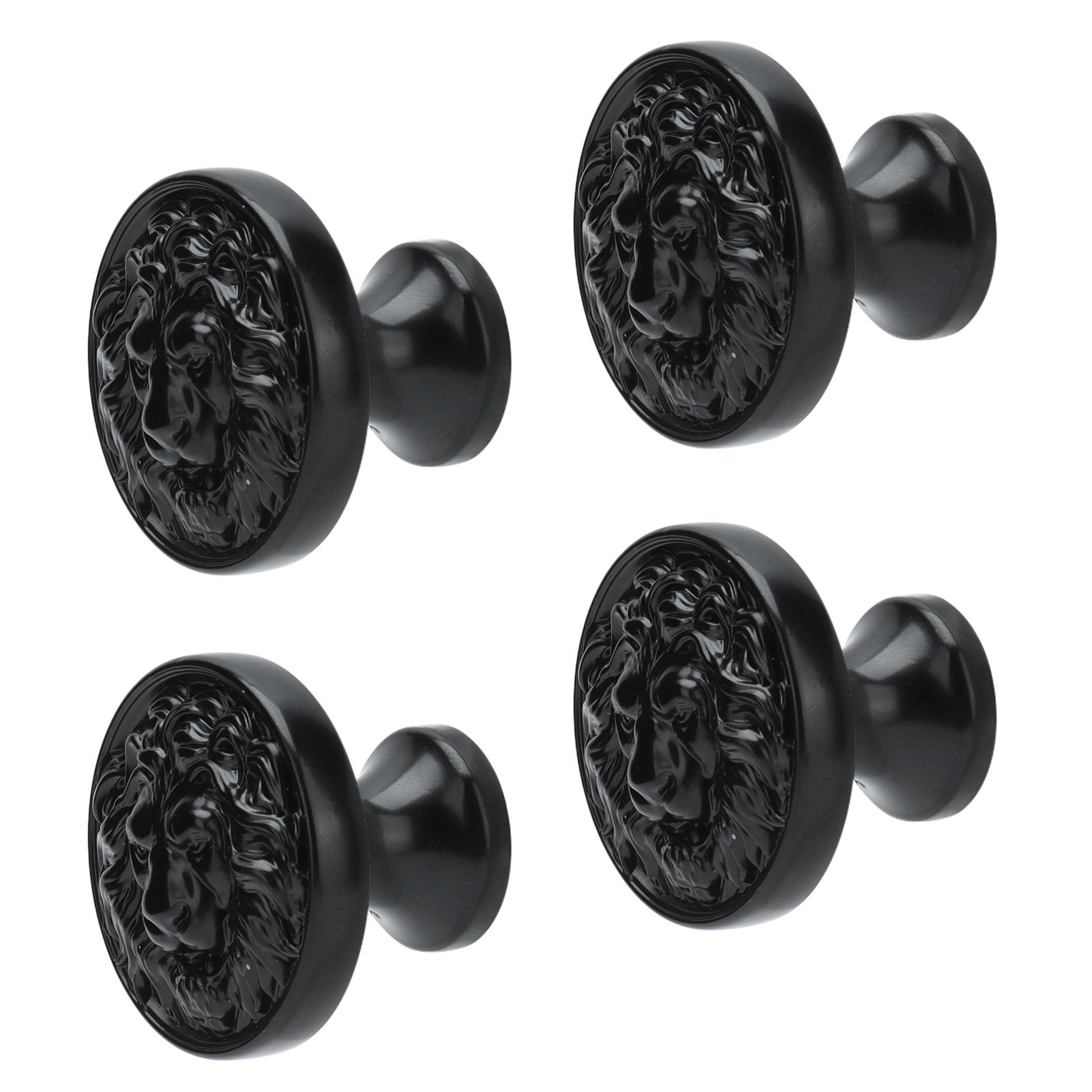 4Set Lion Head Zinc Alloy Cabinet Door Handle Modern Antique Cartoon Solid view 3