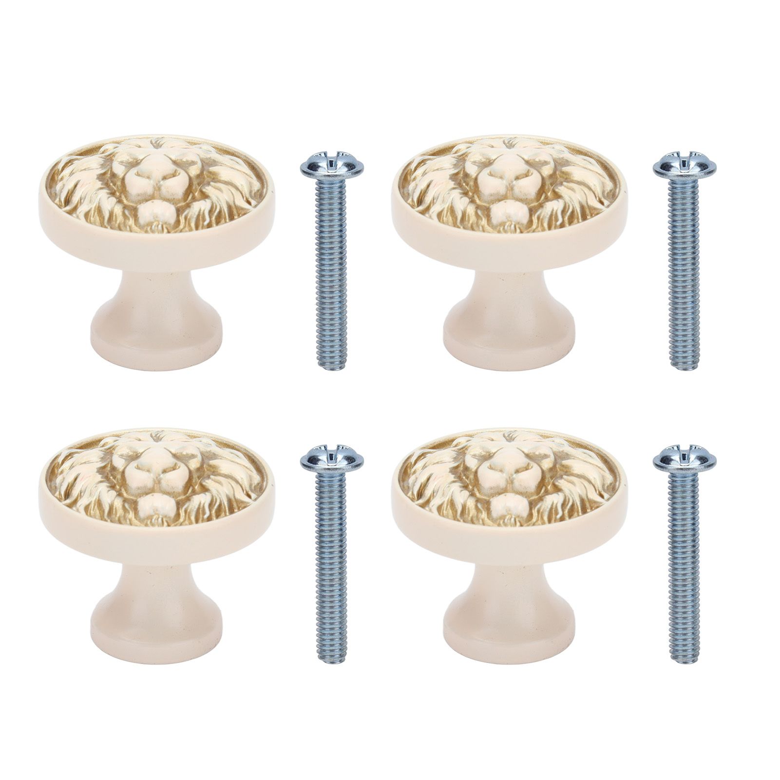 4Set Lion Head Zinc Alloy Cabinet Door Handle Modern Antique Cartoon Solid