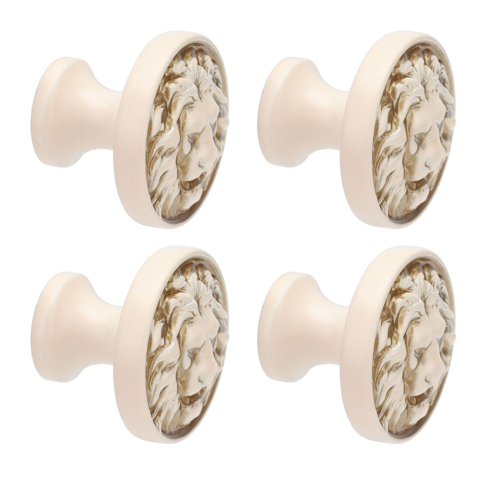 4Set Lion Head Zinc Alloy Cabinet Door Handle Modern Antique Cartoon Solid view 3