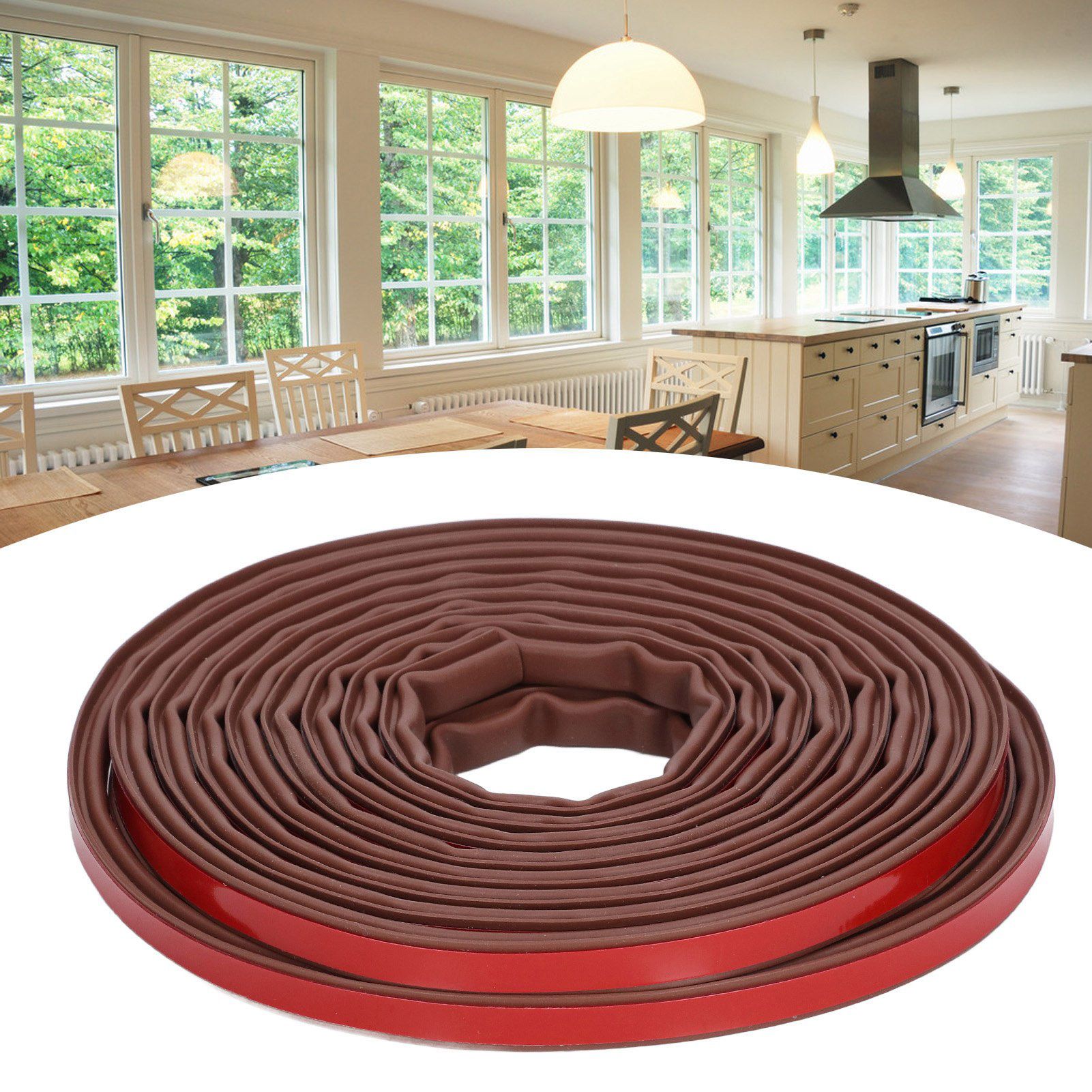 6m Door Sealing Strip Silicone Rubber Self Adhesive Weather Strip Brown Window view 11