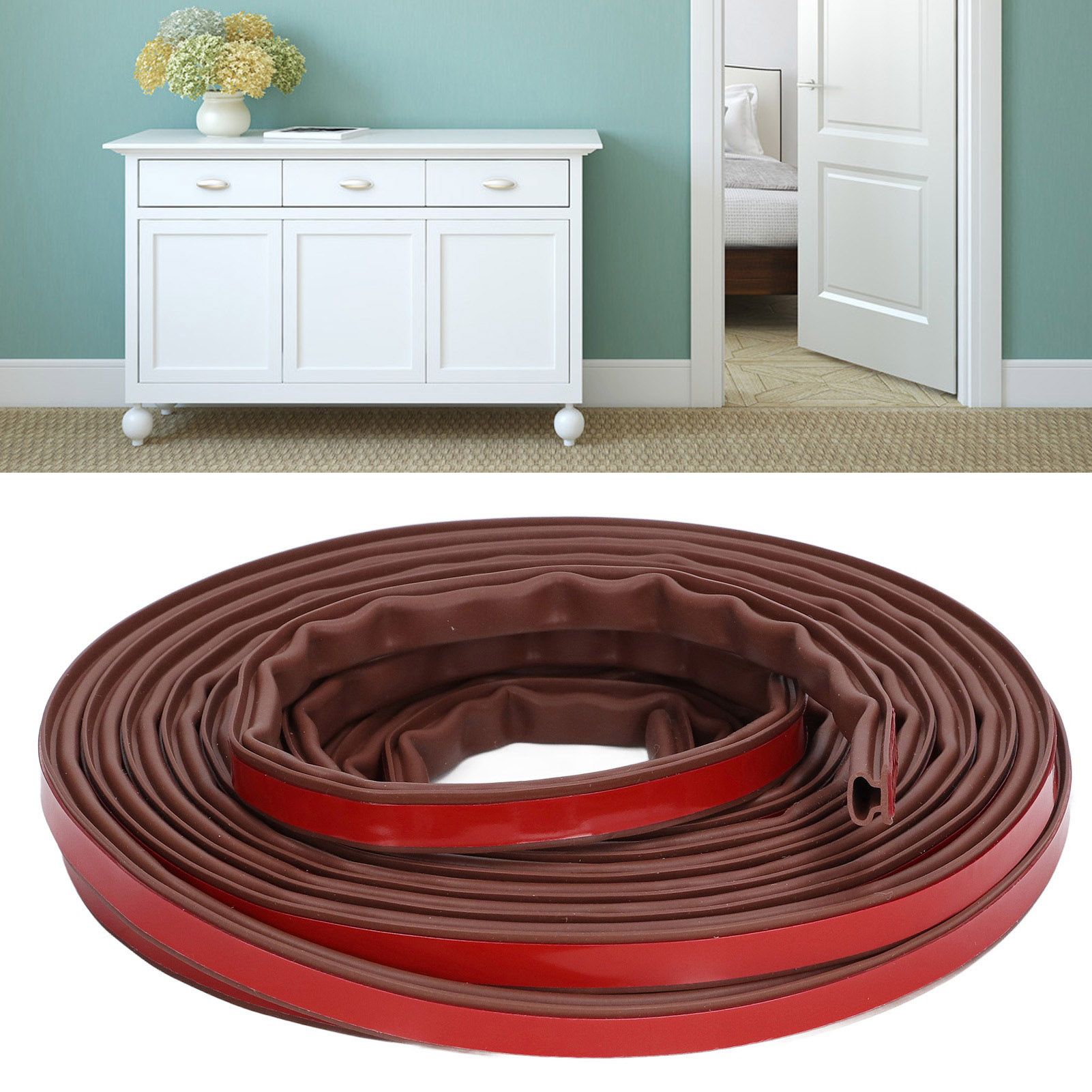 6m Door Sealing Strip Silicone Rubber Self Adhesive Weather Strip Brown Window view 12