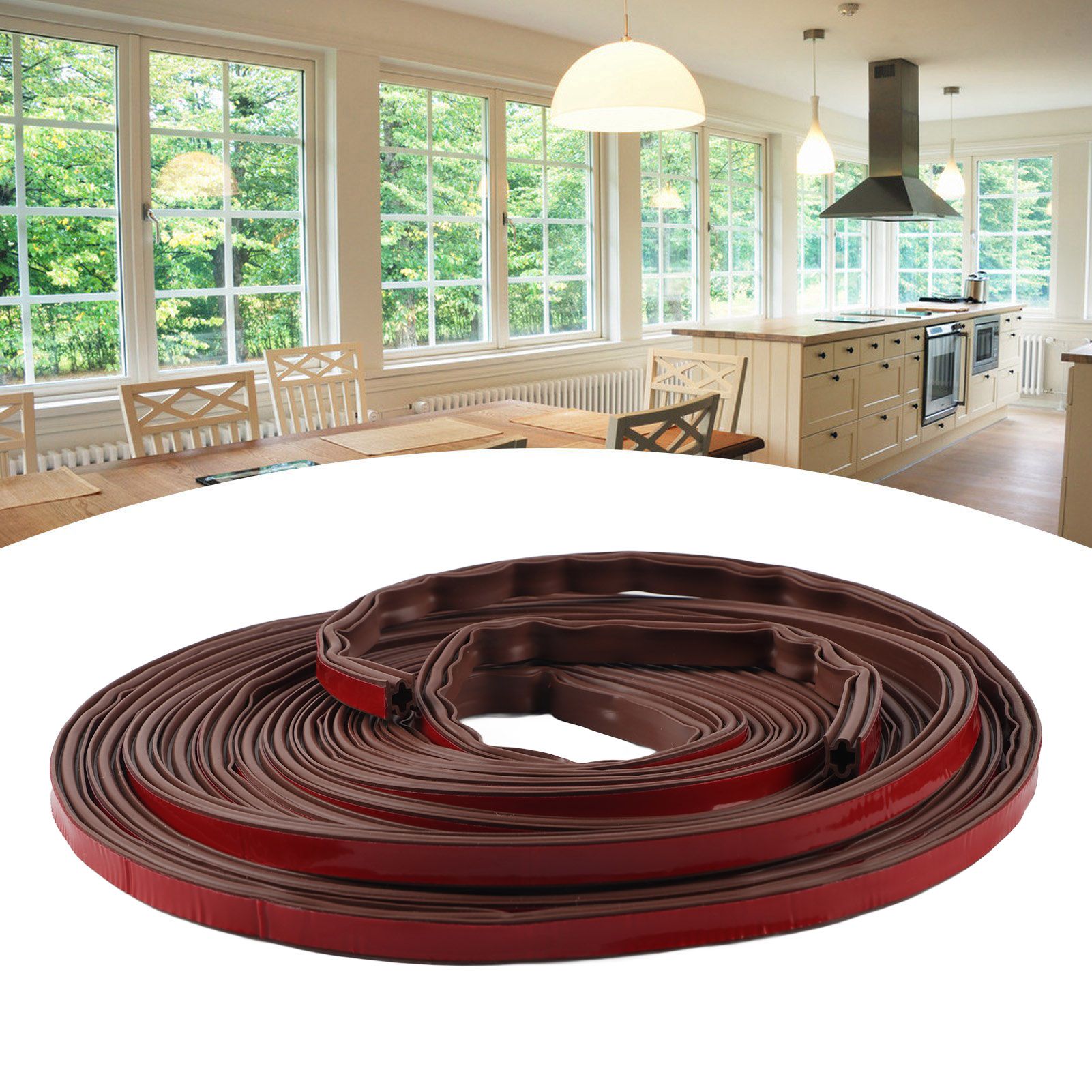 6m Door Sealing Strip Silicone Rubber Self Adhesive Weather Strip Brown Window view 11