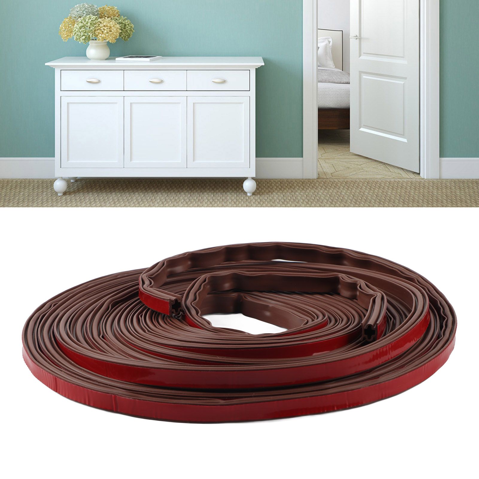 6m Door Sealing Strip Silicone Rubber Self Adhesive Weather Strip Brown Window view 12