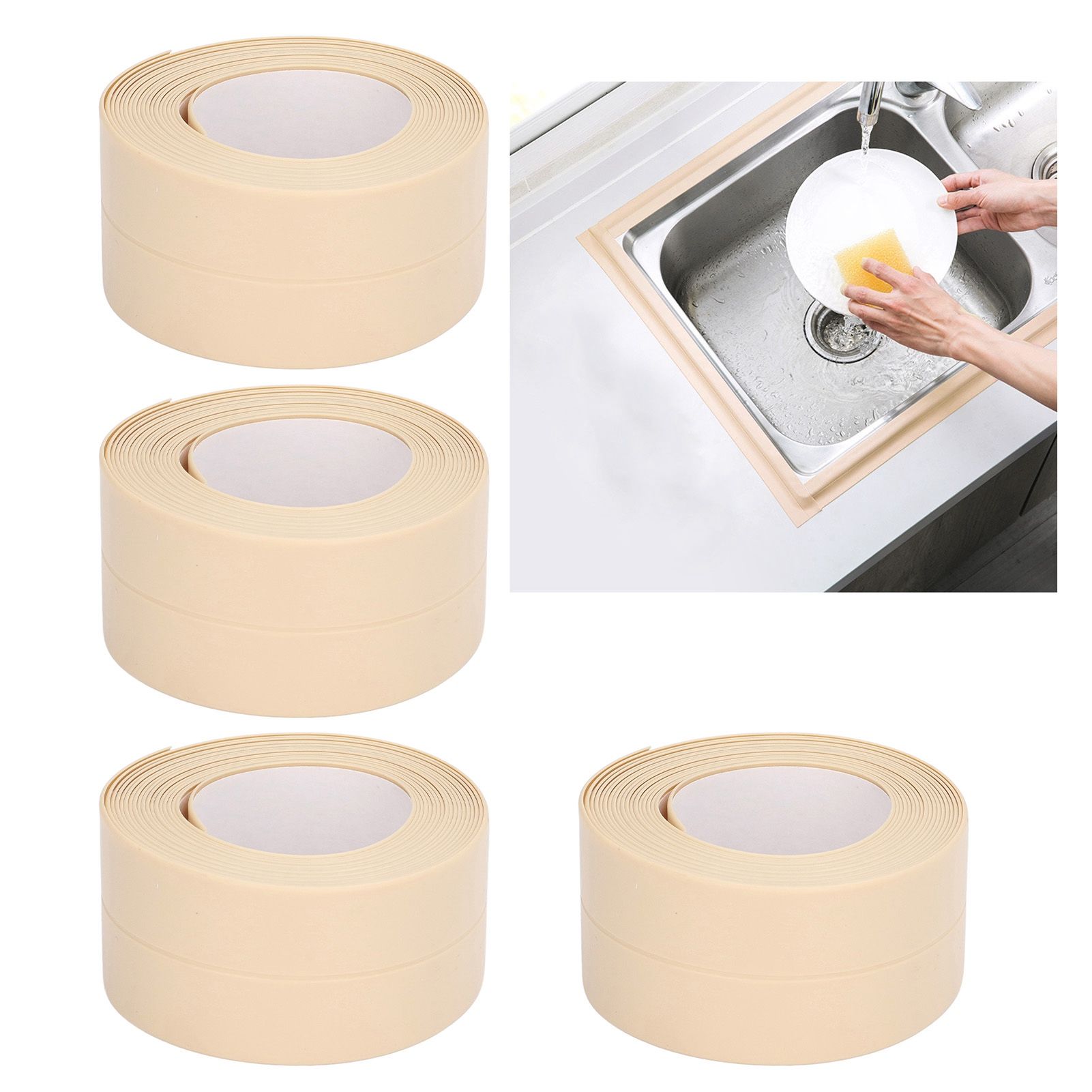4Pcs Kitchen Sealant Strip PVC Waterproof Self Adhesive Sealing Tape for view 11