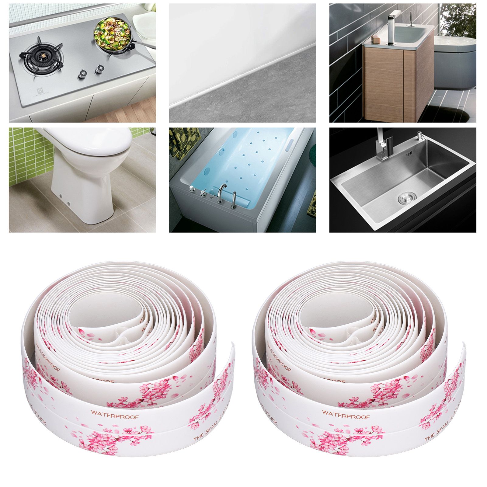 2Pcs Waterproof Tape Self Adhesive PVC Sealing Caulking Strip for Kitchen view 12