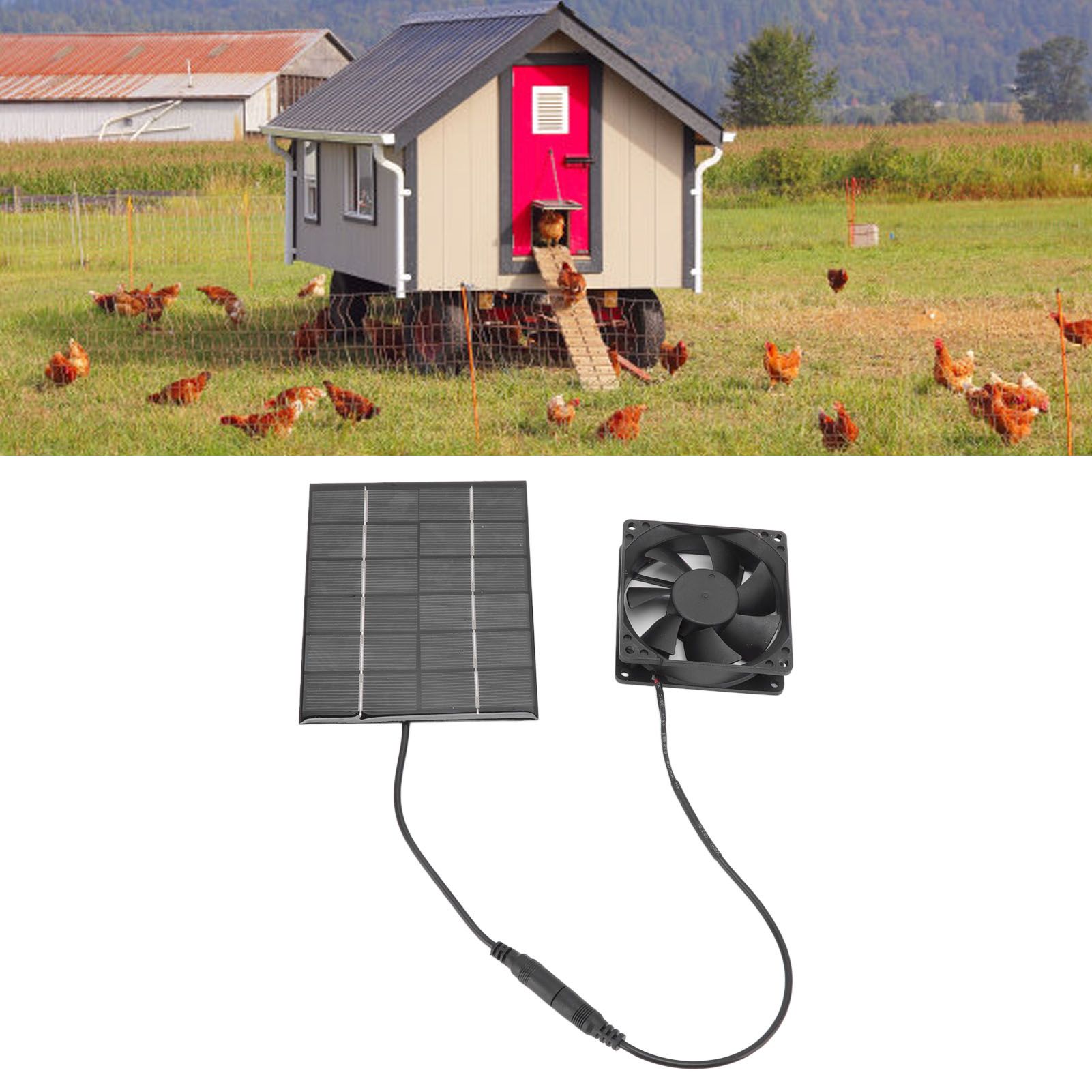 Solar Panel Fan Exhaust Air Ventilation Heat Dissipation Tool for Greenhouse Shed view 11
