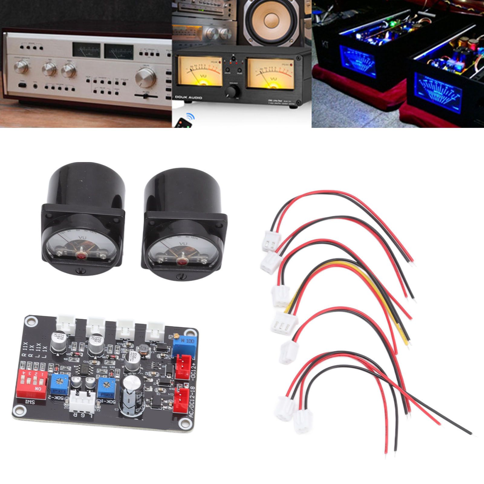 2pcs VU Level Meter Power Amplifier VU Panel Meter with Driver Board for view 11