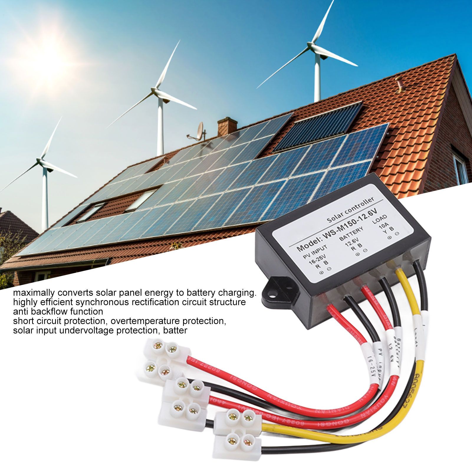 MPPT Solar Controller 150W 10 12V Anti Backflow 24 Hours Load Output Solar view 15