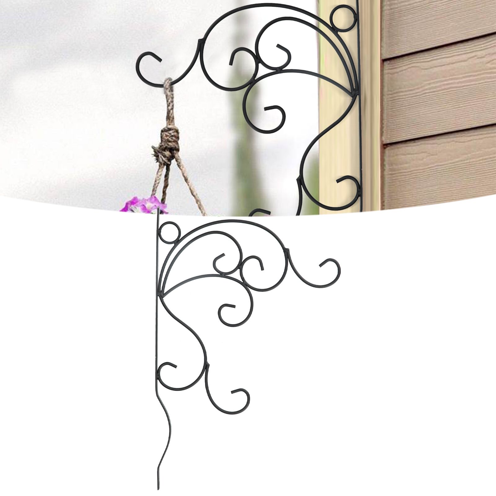 Hanging Plants Bracket Wall Mounted Iron Decorative Planter Hook Hanger with view 11