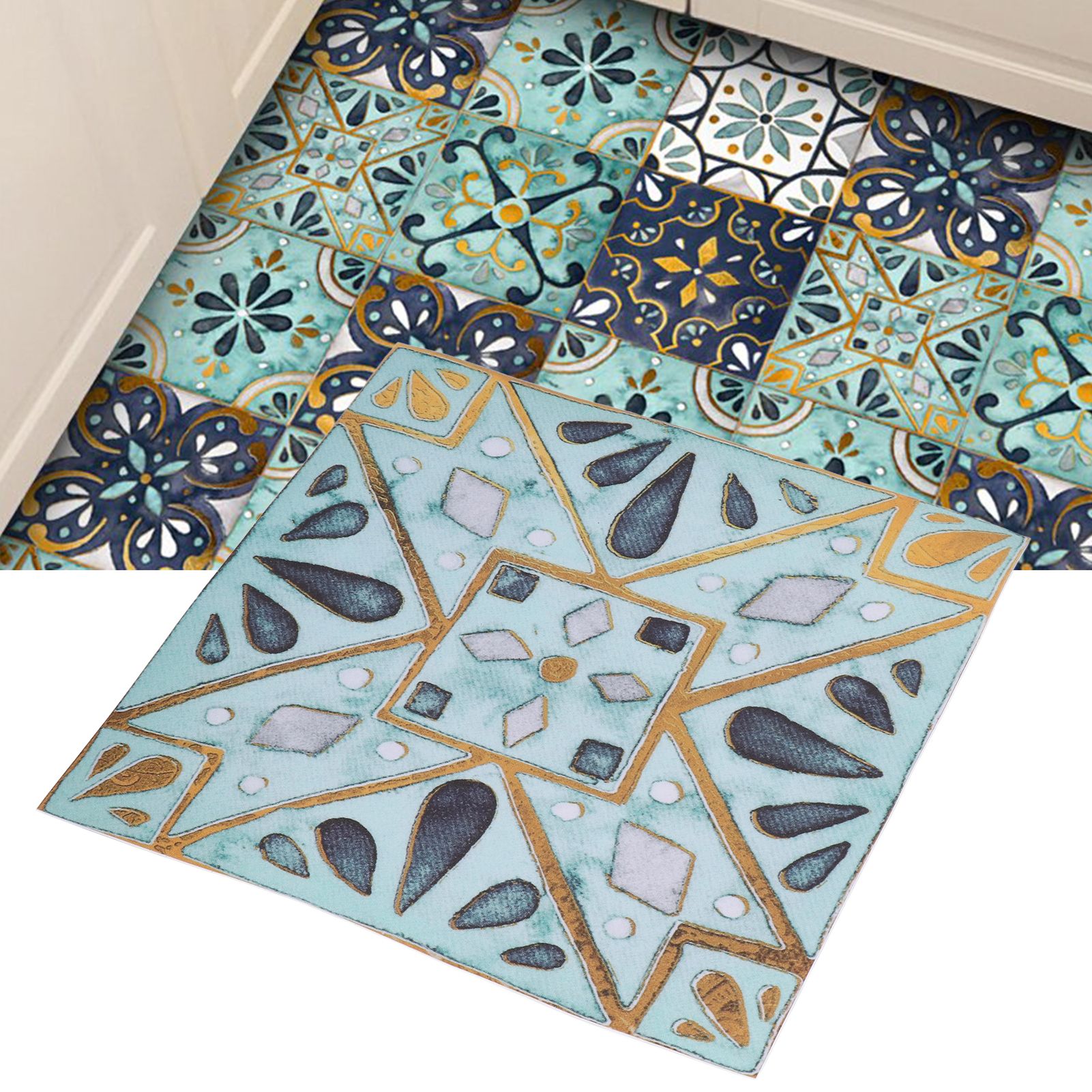 4Pcs/Set Antique Tile Stickers Retro Style Waterproof Self Adhesive Decals for view 11