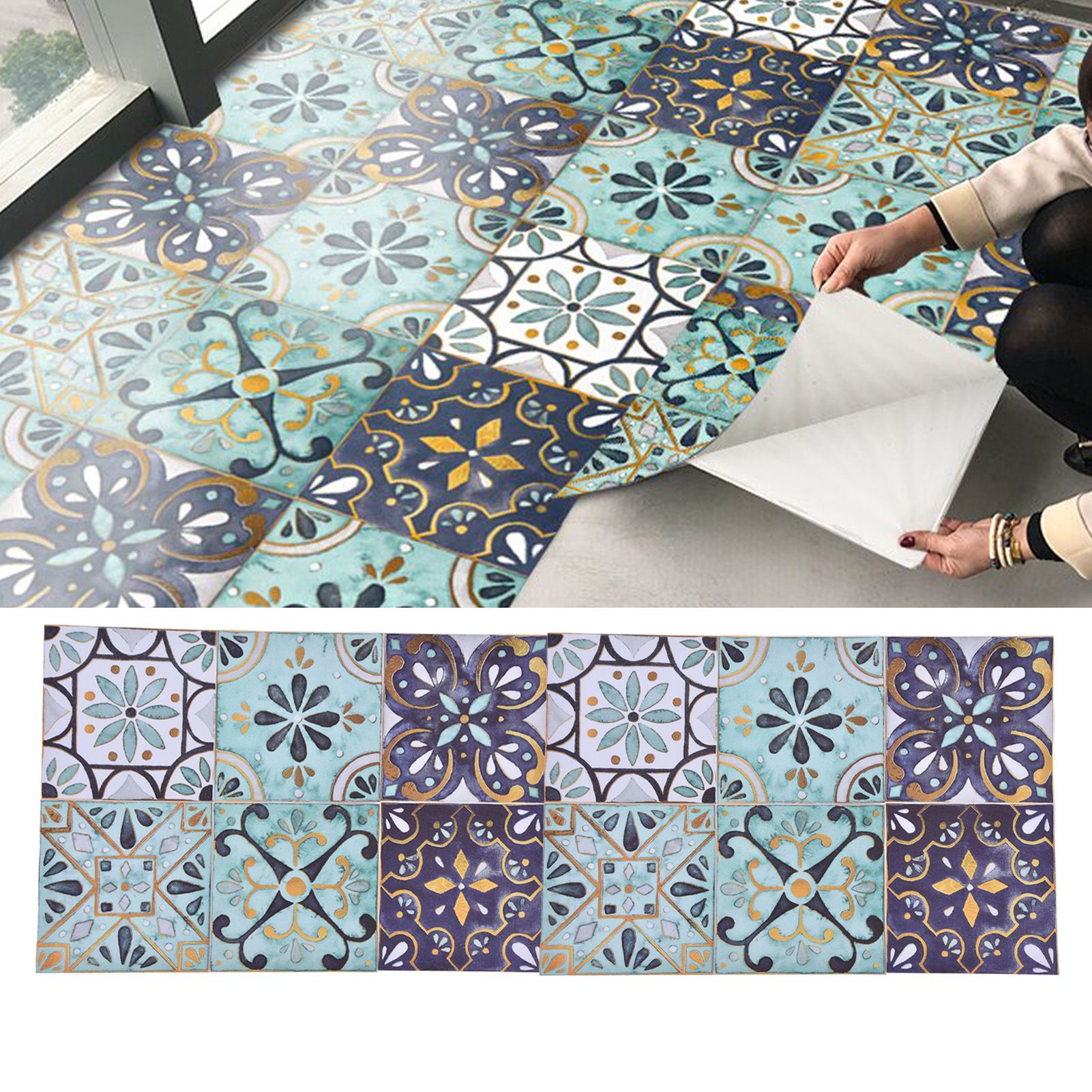 2Pack Floor Tile Stickers Self Adhesive Ceramic Tile Decor Waterproof Vintage view 11