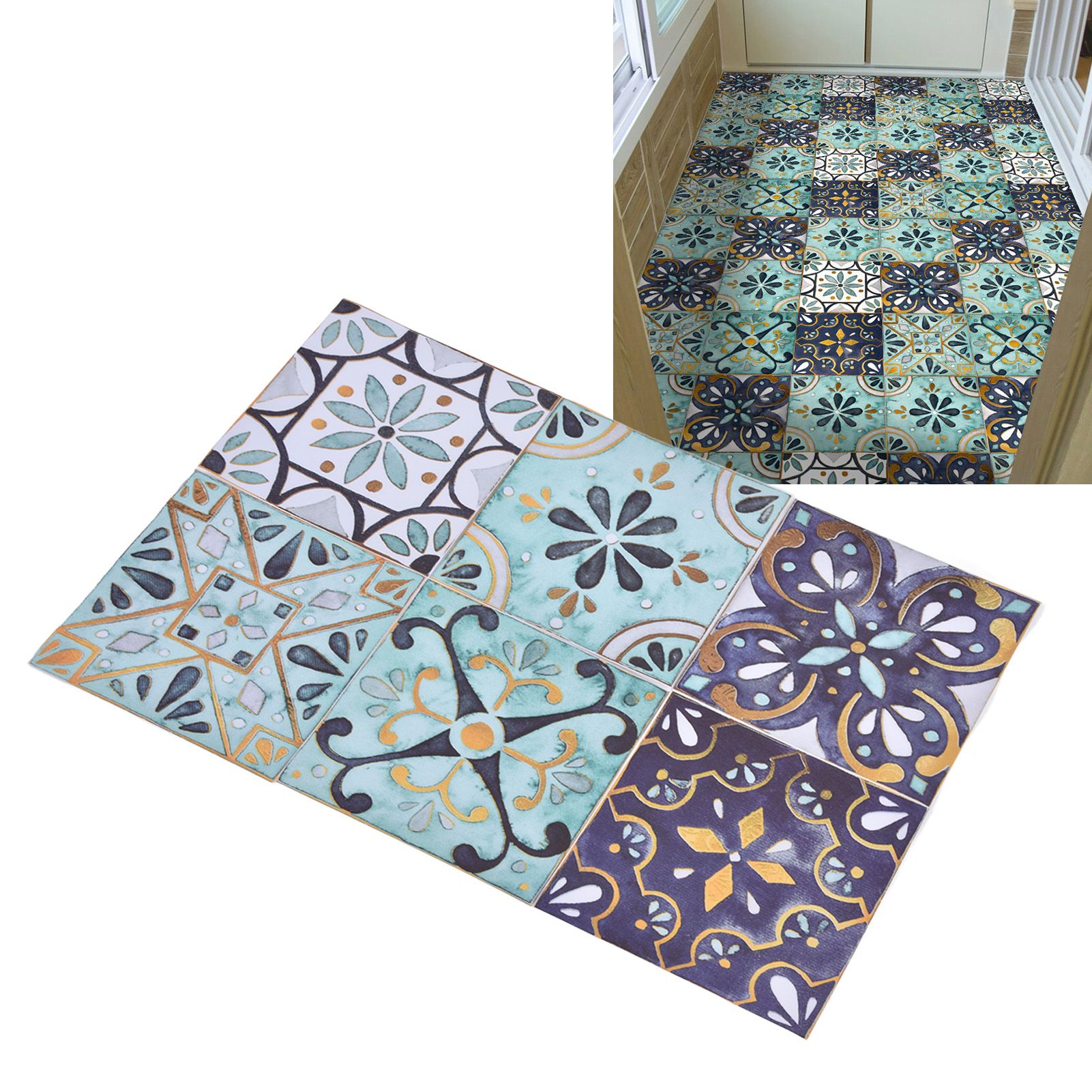 2Pack Floor Tile Stickers Self Adhesive Ceramic Tile Decor Waterproof Vintage view 12